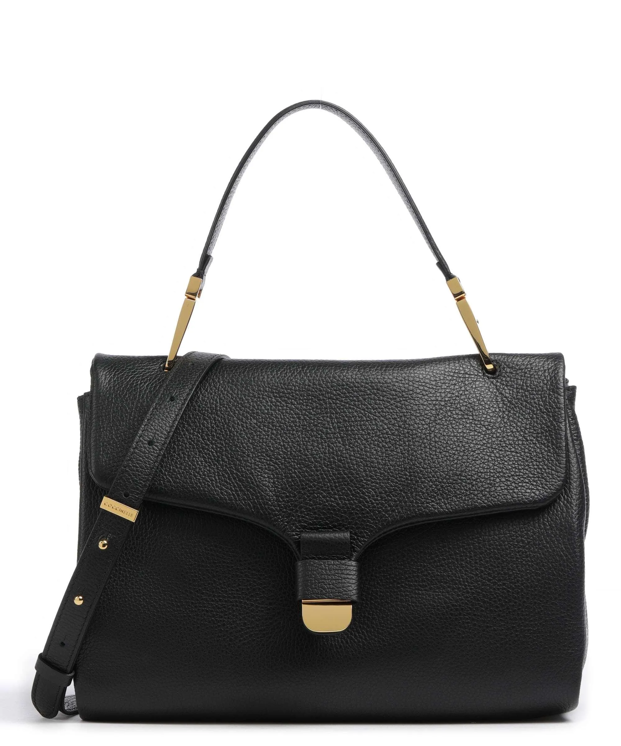 Coccinelle Neo Florence Black Grain Cowhide Leather Shoulder Bag