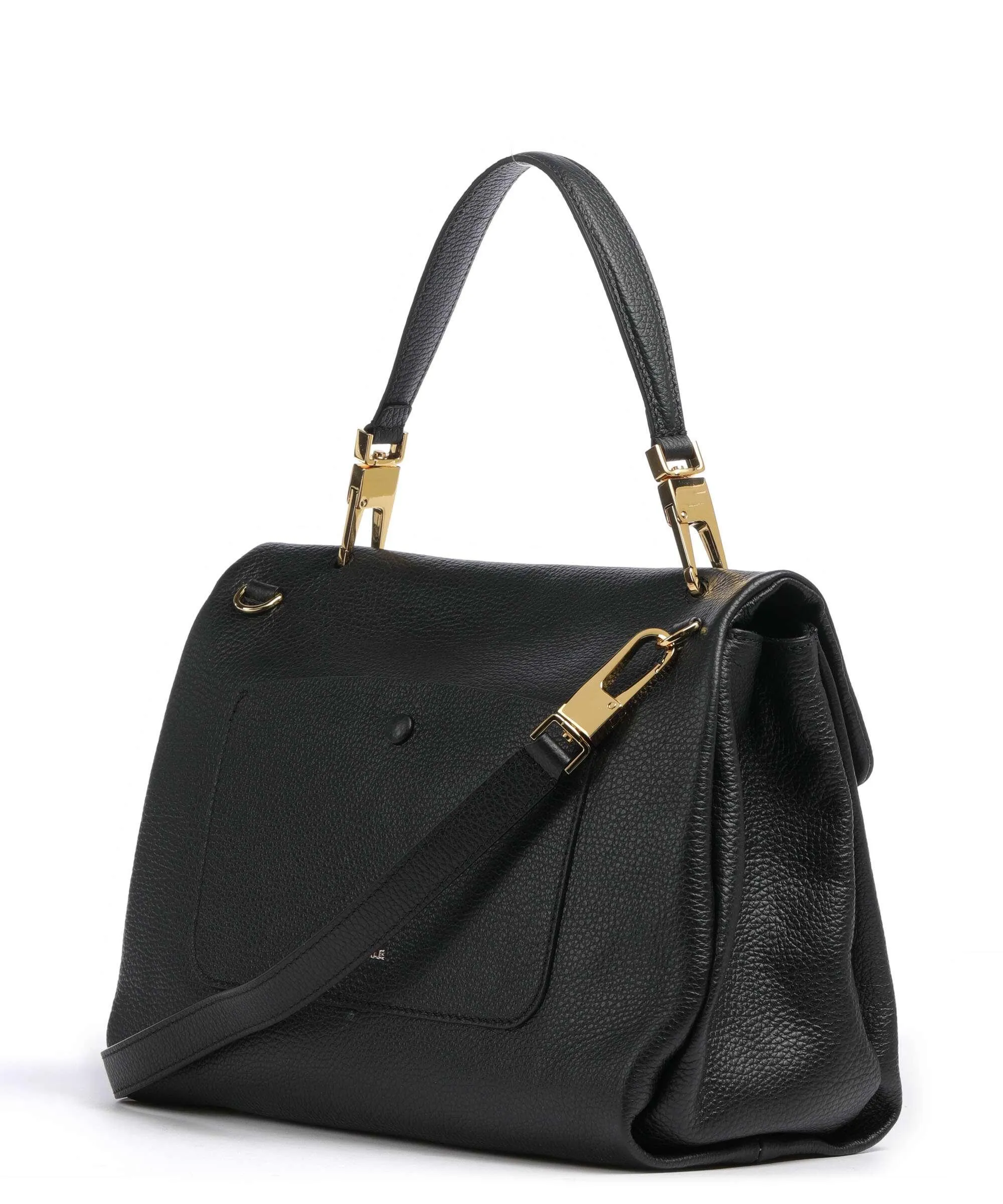 Coccinelle Neo Florence Black Grain Cowhide Leather Shoulder Bag