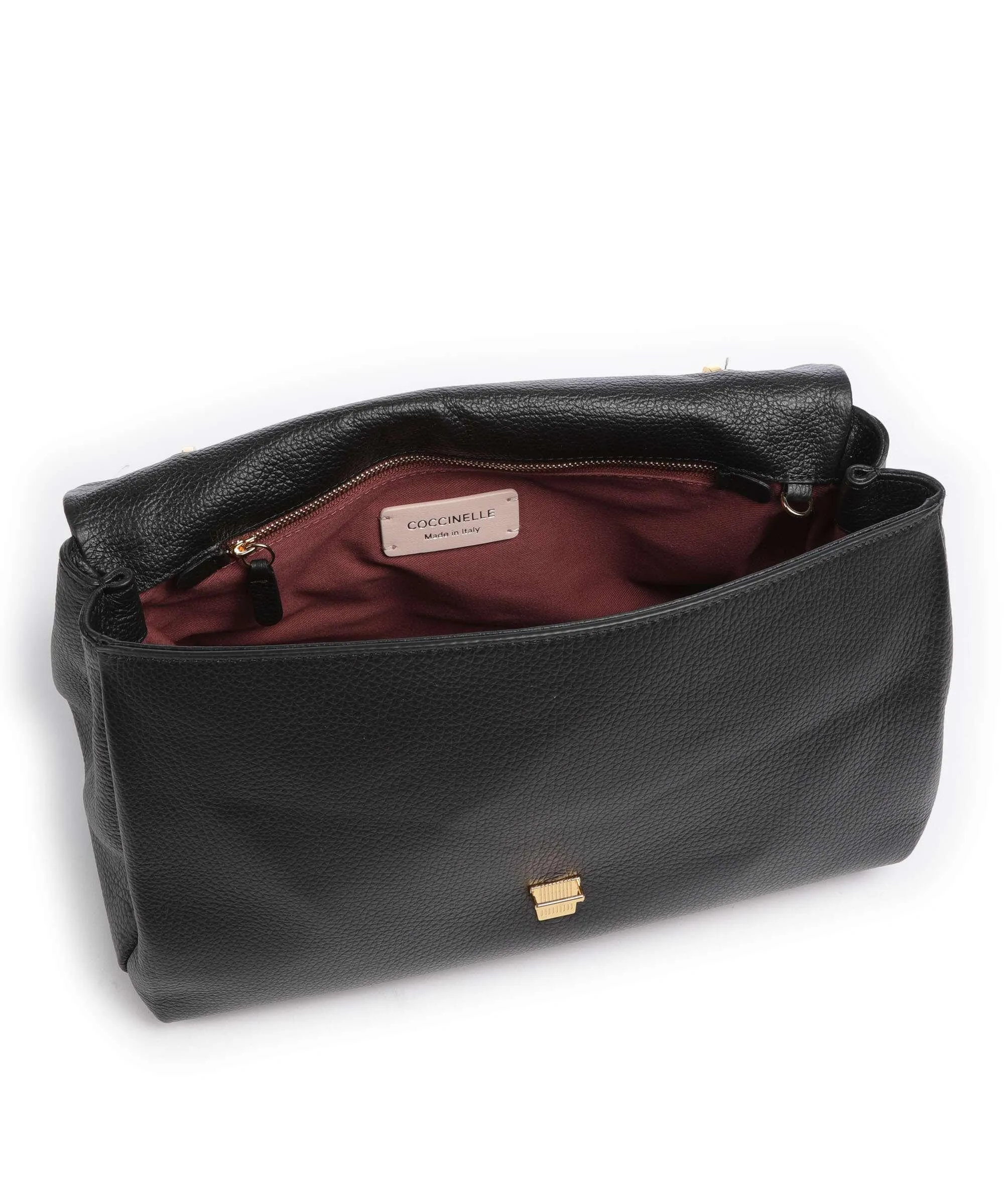 Coccinelle Neo Florence Black Grain Cowhide Leather Shoulder Bag
