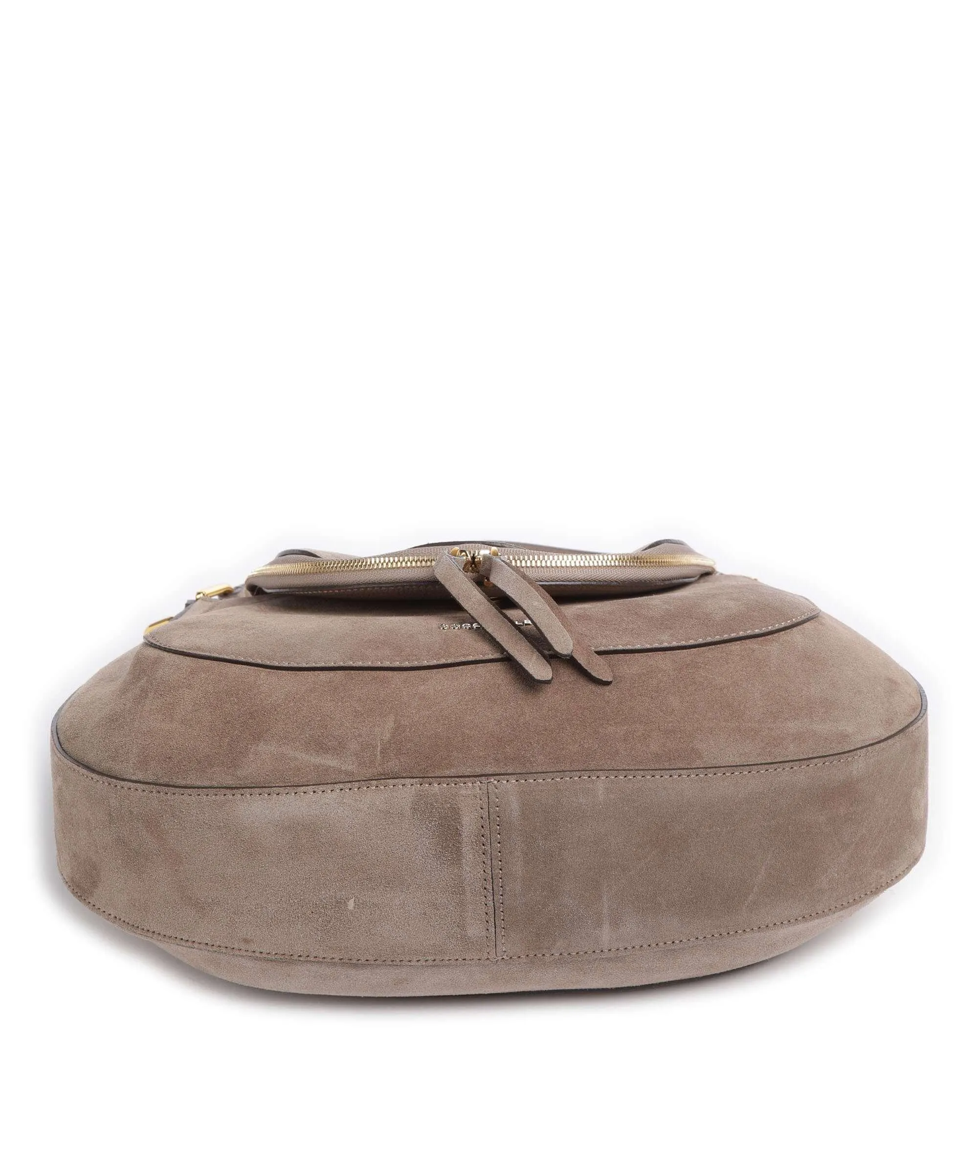 Coccinelle Sole Suede Taupe Rough Cowhide Leather Hobo Bag