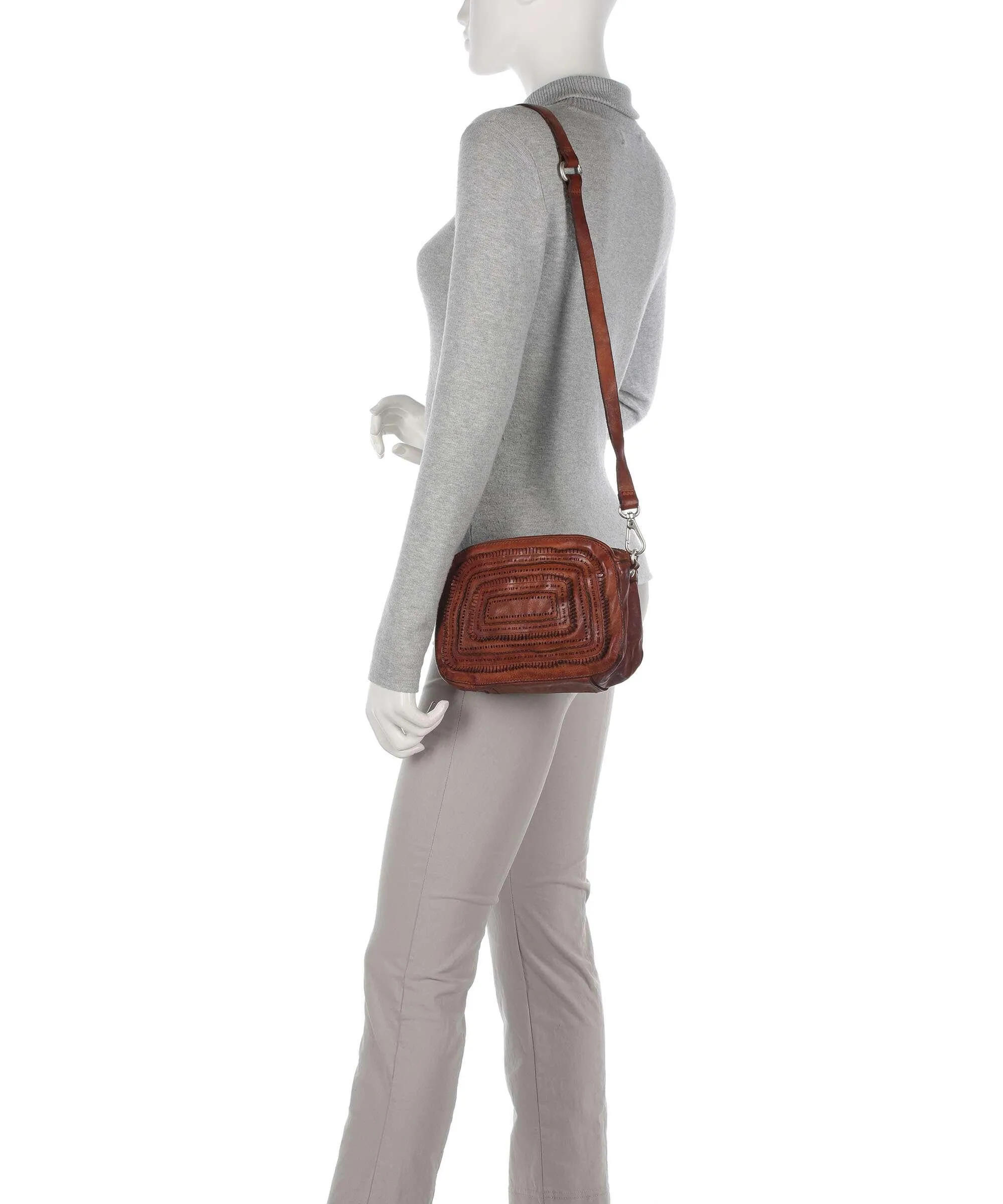 Cognac Grained Cowhide Crossbody Bag by Campomaggi