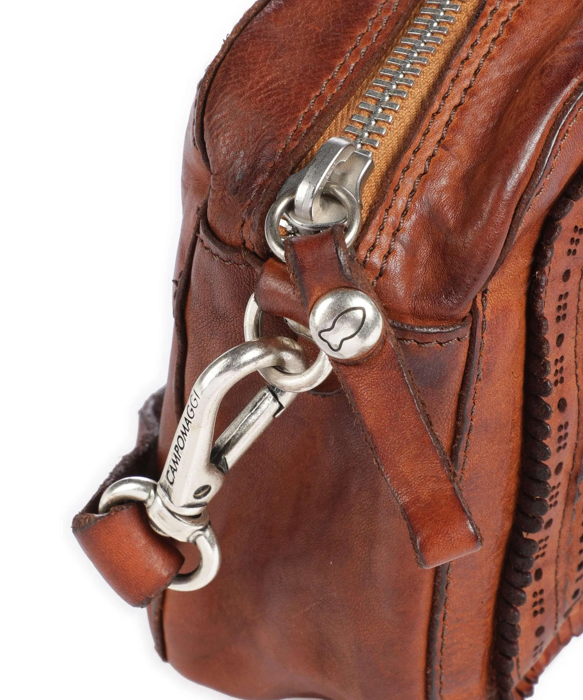 Cognac Grained Cowhide Crossbody Bag by Campomaggi