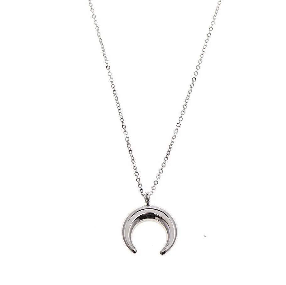 COLLANA MEZZA LUNA BOMBATA ARGENTO