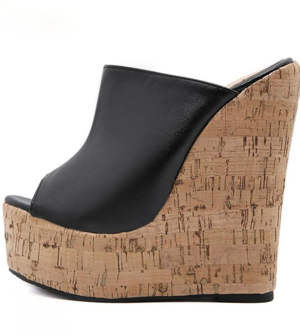 Comemore 2023 Peep Toe Platform Wedge Slippers Black Summer Shoes Women  Super High Heel Sandals And Slippers Black Shoe