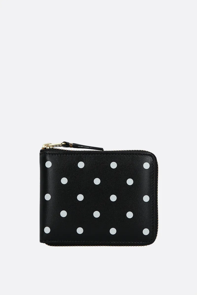  COMME des GARCONS WALLET portafogli zip-around in pelle liscia stampa pois 