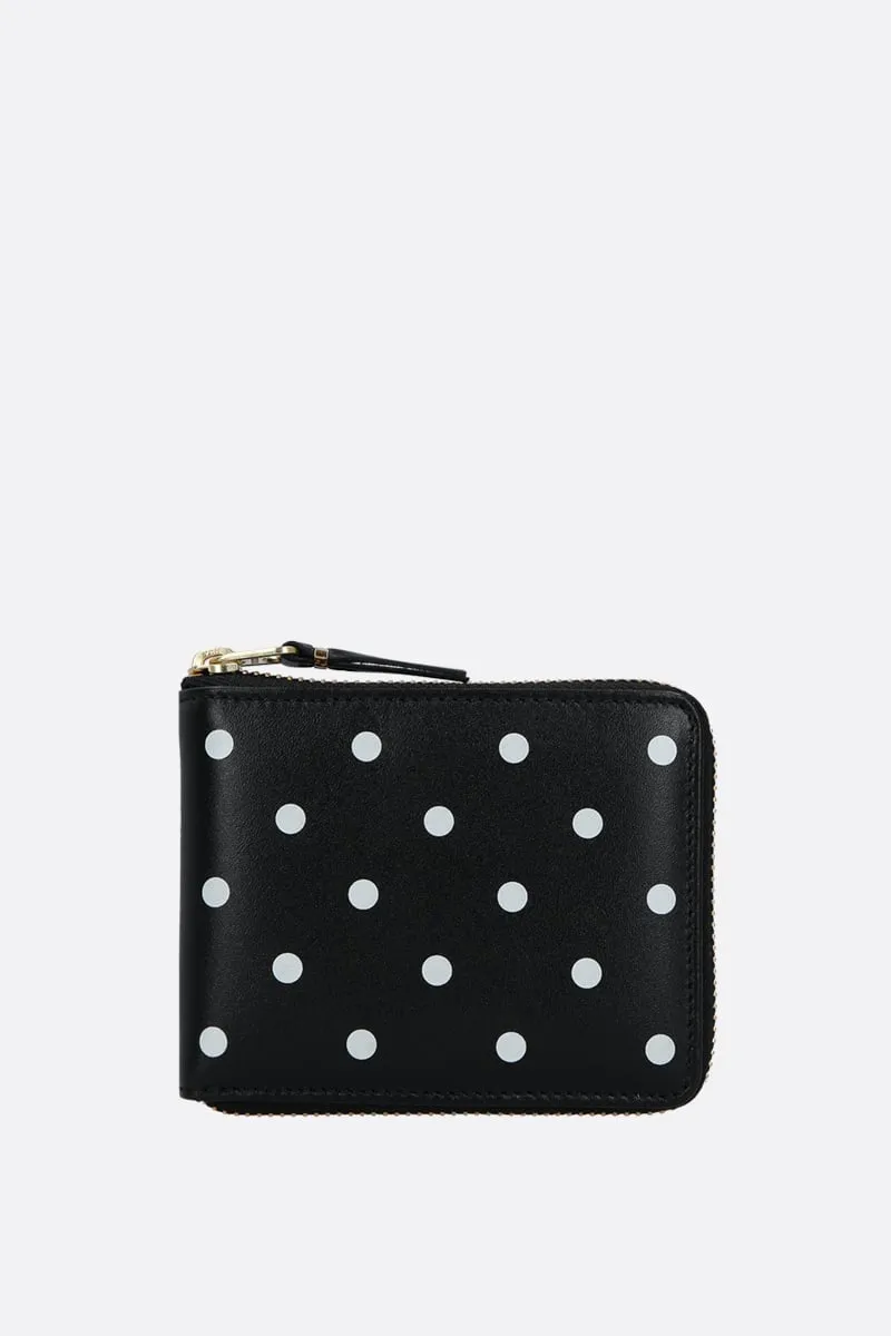  COMME des GARCONS WALLET portafogli zip-around in pelle liscia stampa pois 