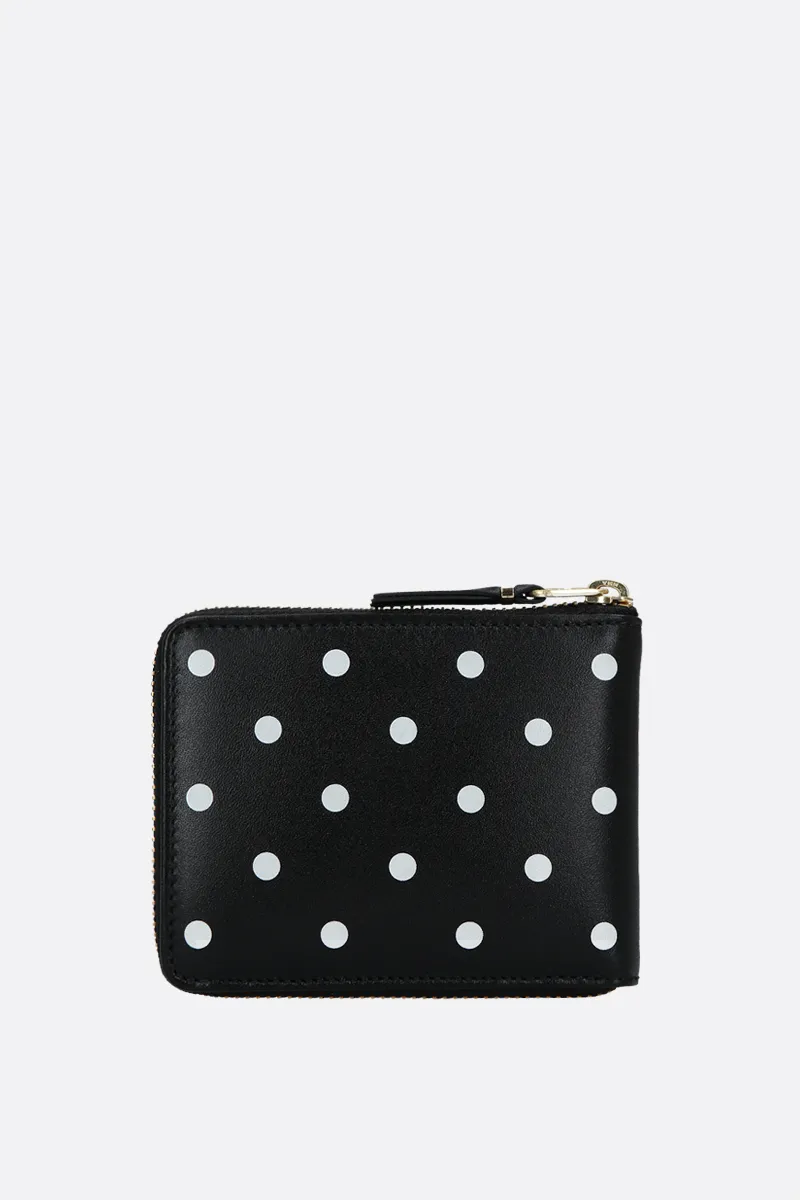  COMME des GARCONS WALLET portafogli zip-around in pelle liscia stampa pois 