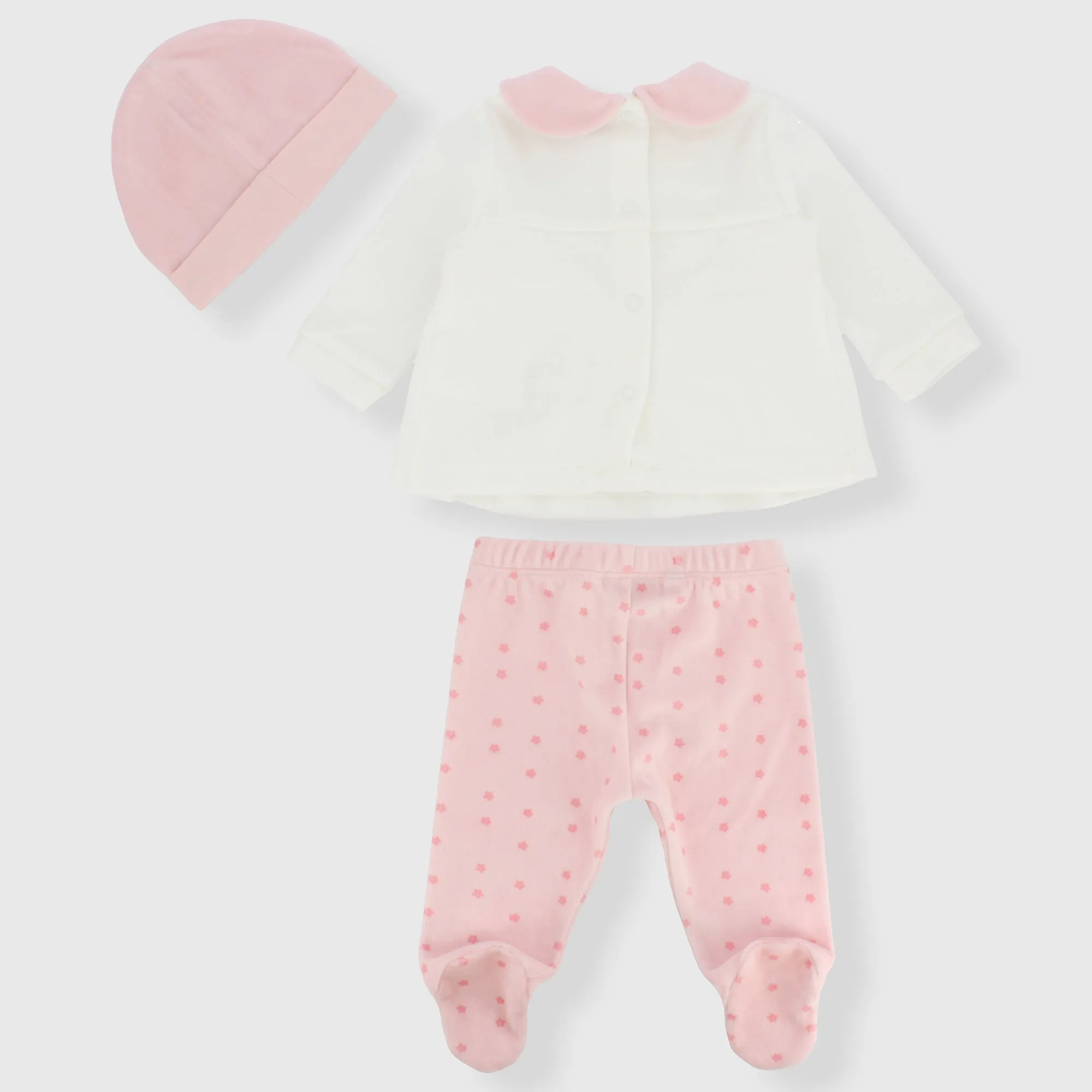 Completo tre pezzi da neonata, BIANCO            