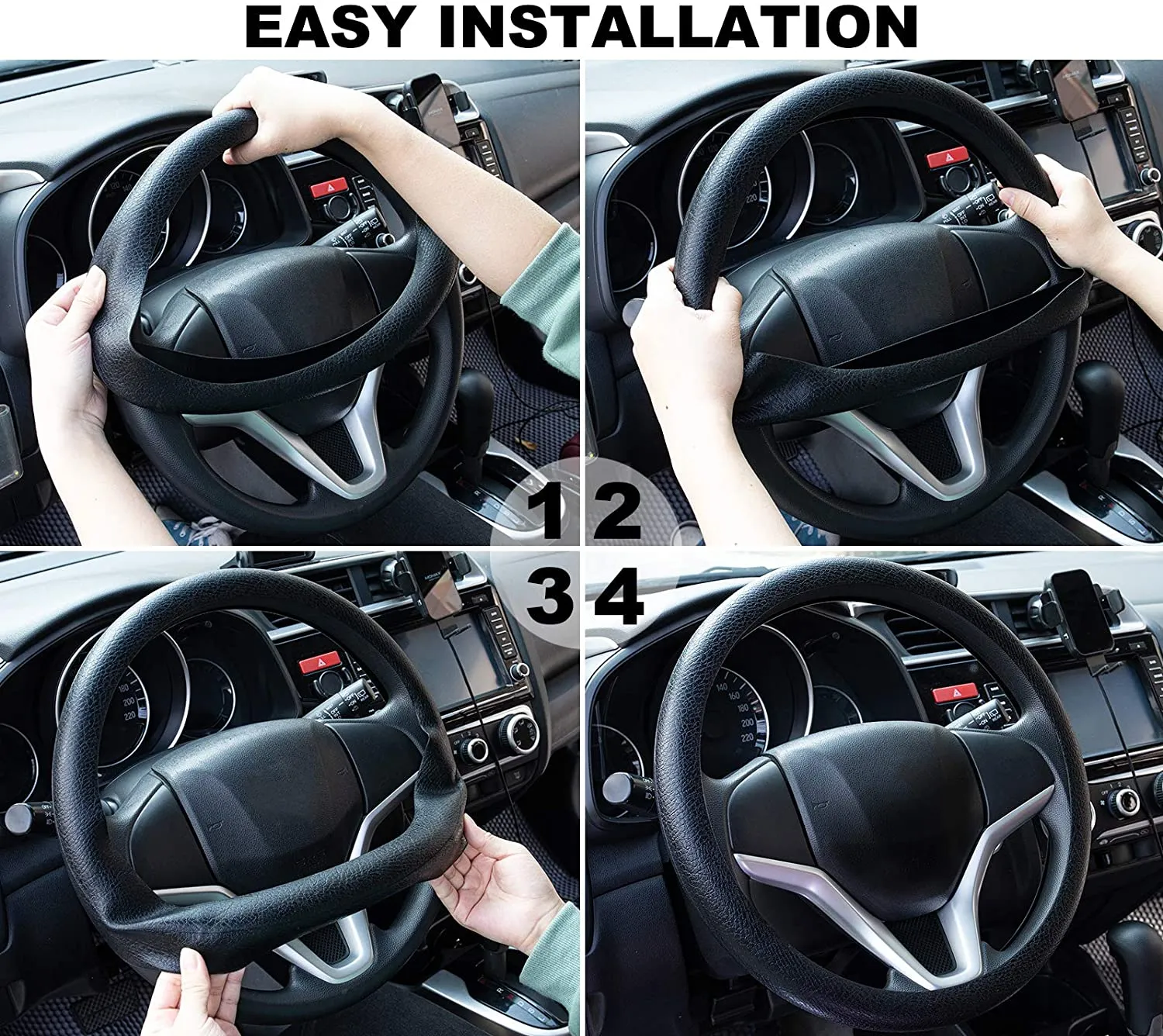 Coprivolante elegante in morbido silicone 35-38cm antiscivolo, decorazione per il volante dell’auto (Beige)