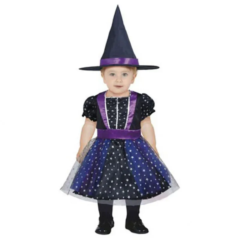 COSTUME BABY STREGA STELLATA 18/24 MESI - VESTITO E CAPPELLO STREGA PER TRAVESTIMENTI DI CARNEVALE/HALLOWEEN - NO ACCESSORI: Buy