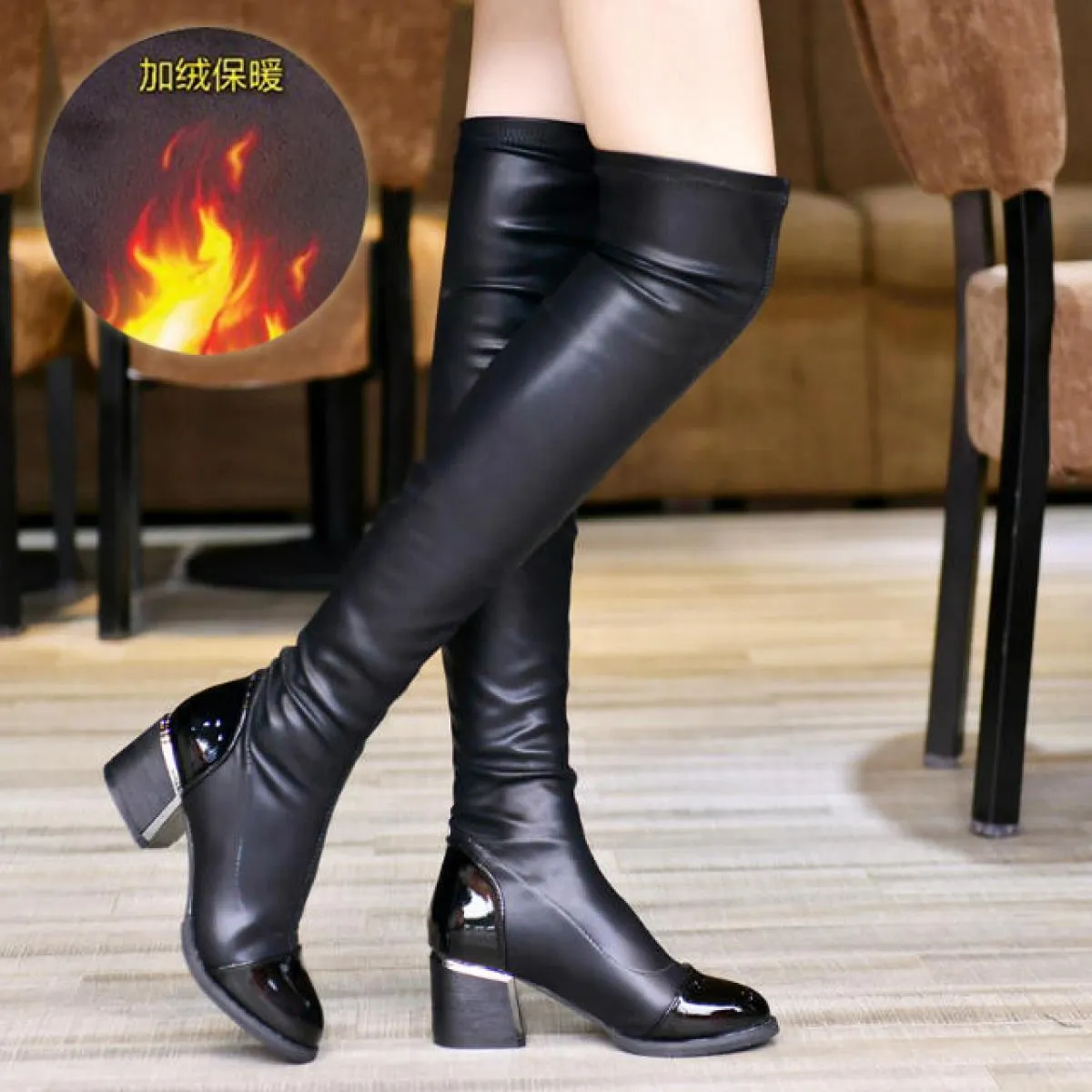 cotton high heels cotton boots women's knee-high boots women's boots autumn