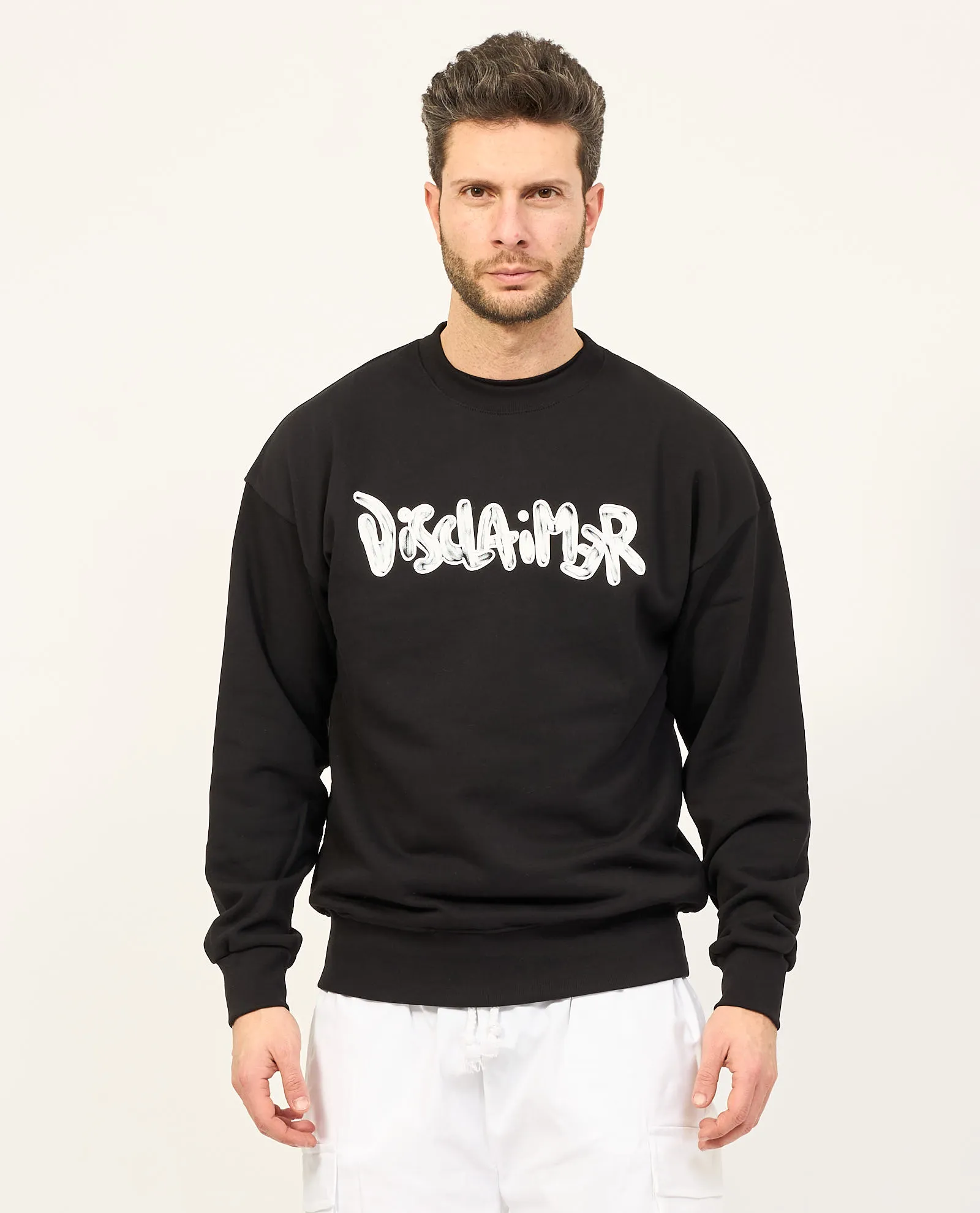 Crewneck Sweatshirt with Contrasting Logo Disclaimer