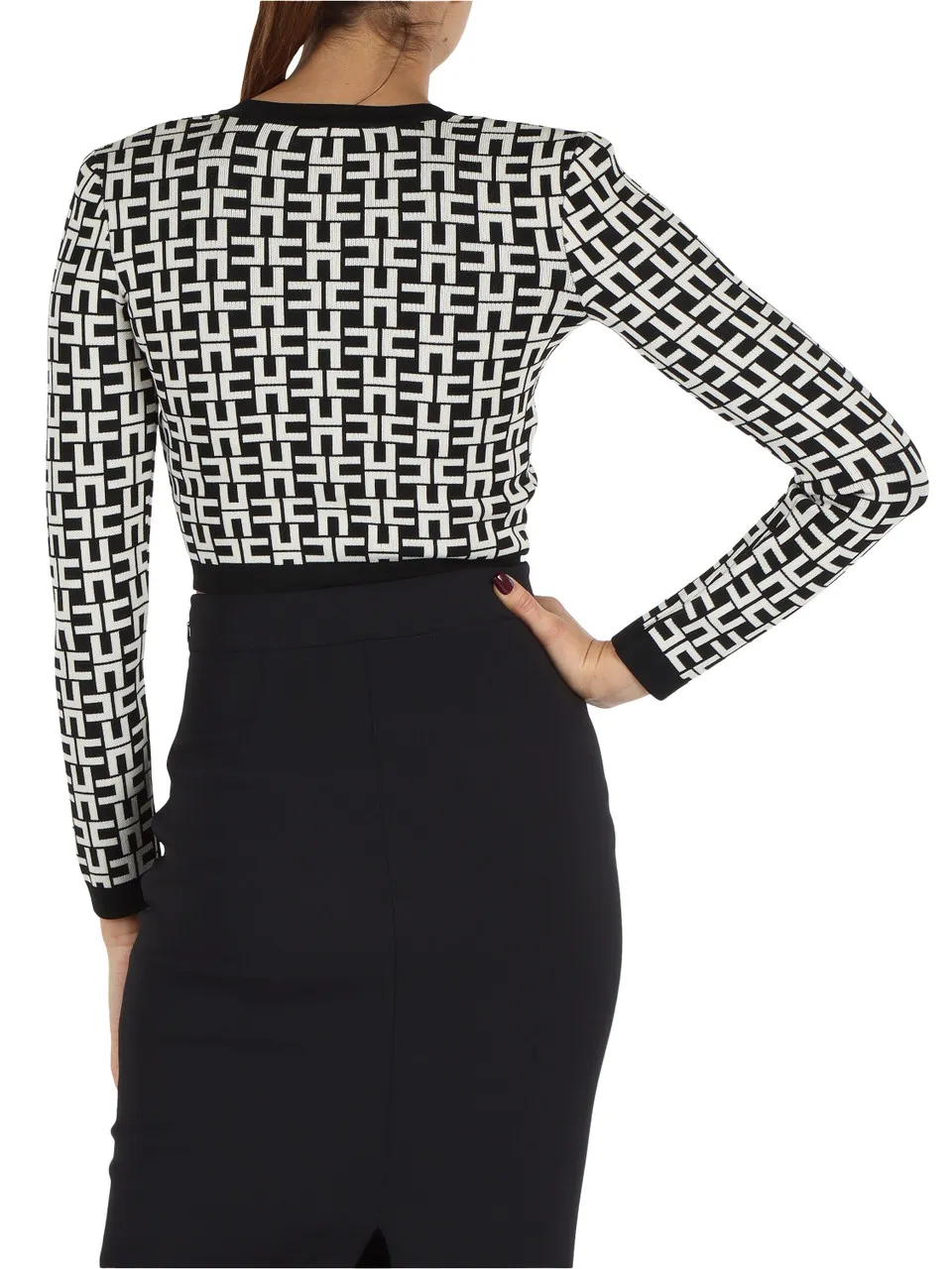 Cropped jacquard cardigan