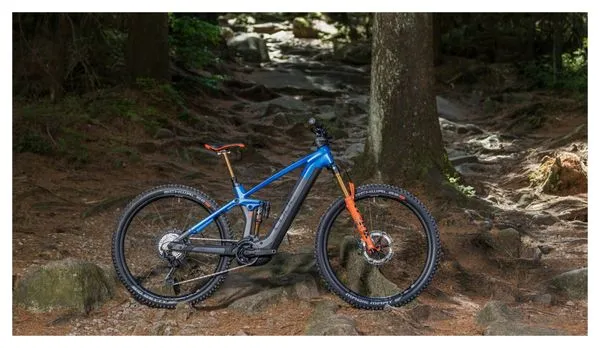 Cube Stereo Hybrid 140 HPC Actionteam 750 Electric Full Suspension MTB Shimano XT 12S 750 Wh 29'' Actionteam Blu Grigio 2024