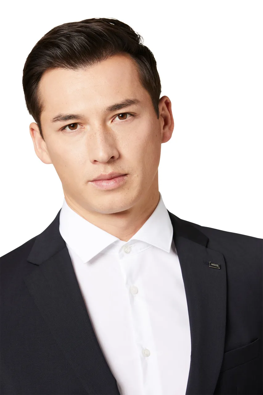 Digel drop four short slim fit dark blue marzotto super 100's wool dress