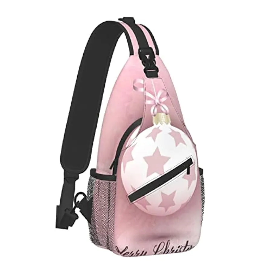DJNGN Pink Christmas Ball Crossbody Bag, Outdoor Weekend Hiking Backpack, Suitable