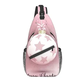 DJNGN Pink Christmas Ball Crossbody Bag, Outdoor Weekend Hiking Backpack, Suitable