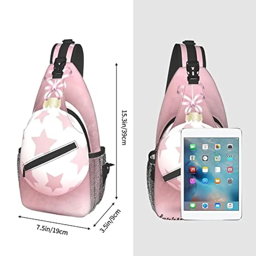DJNGN Pink Christmas Ball Crossbody Bag, Outdoor Weekend Hiking Backpack, Suitable