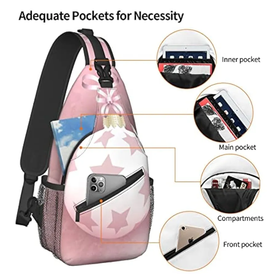 DJNGN Pink Christmas Ball Crossbody Bag, Outdoor Weekend Hiking Backpack, Suitable