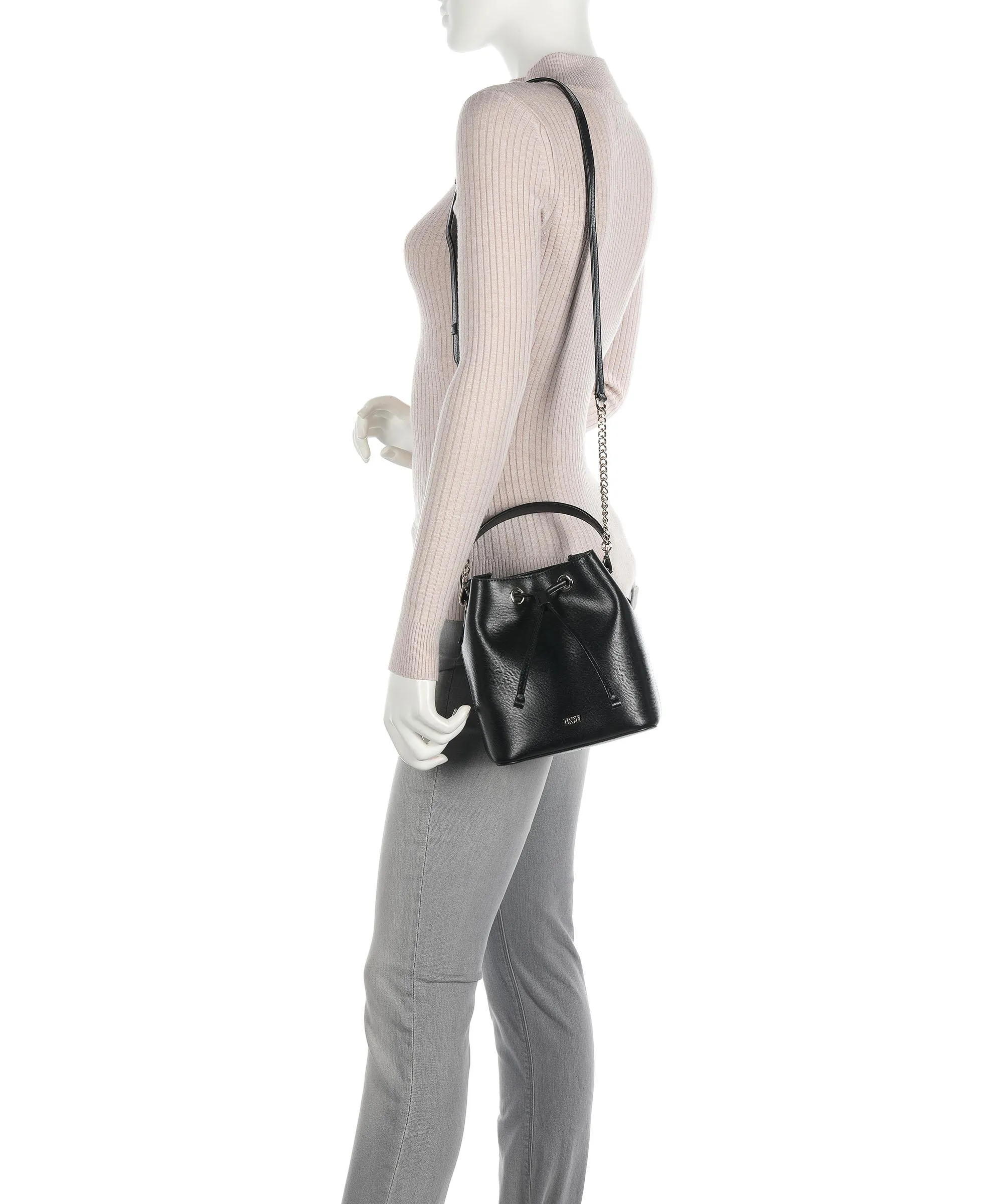 DKNY Bryant Black Fine Grained Calfskin Bucket Bag