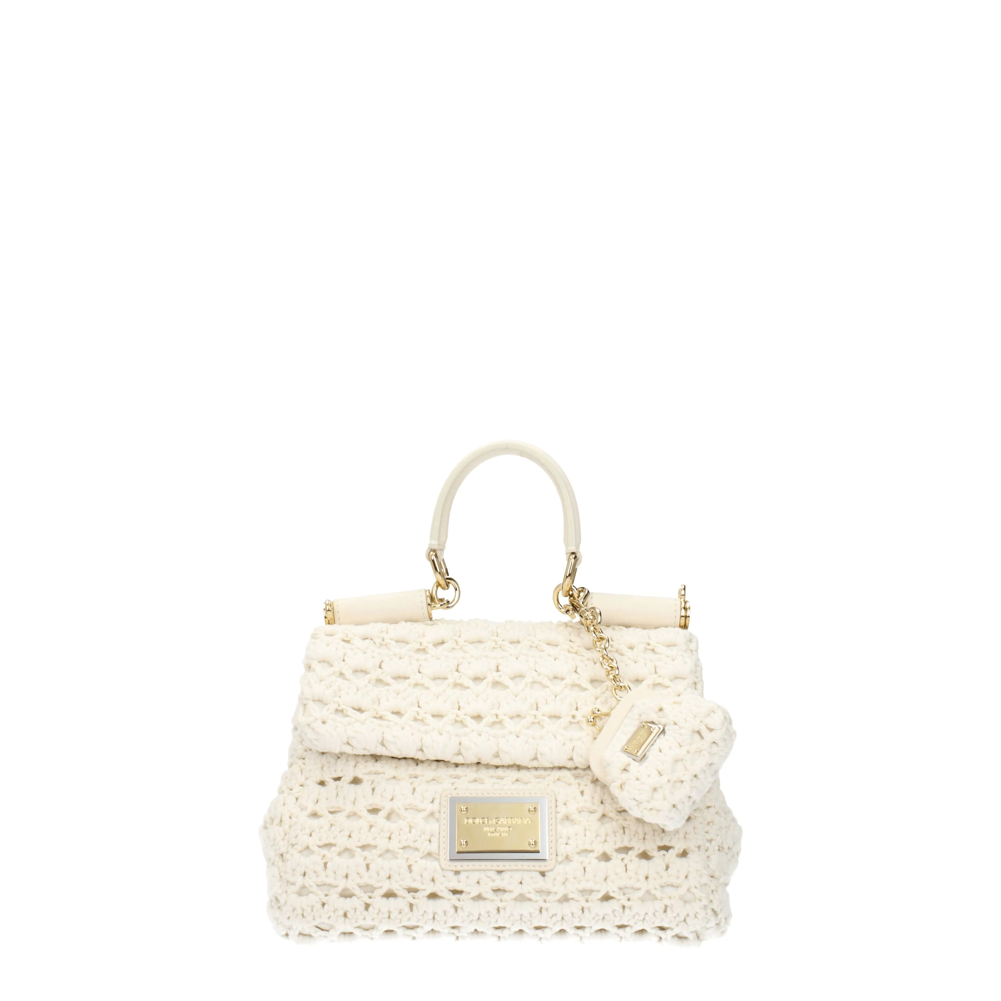 Dolce&Gabbana Borse a Mano Sicily Donna Tessuto Bianco/Naturale