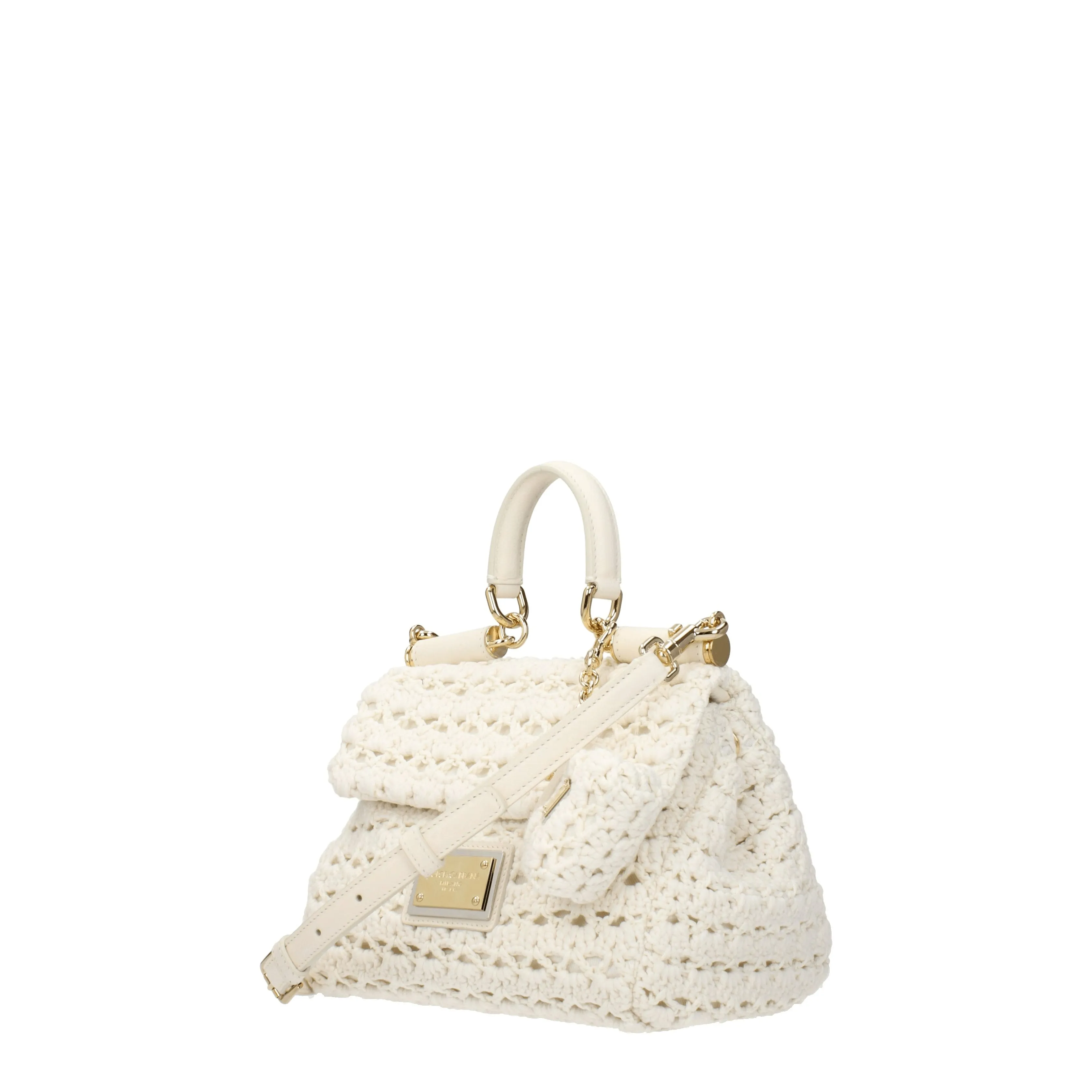 Dolce&Gabbana Borse a Mano Sicily Donna Tessuto Bianco/Naturale