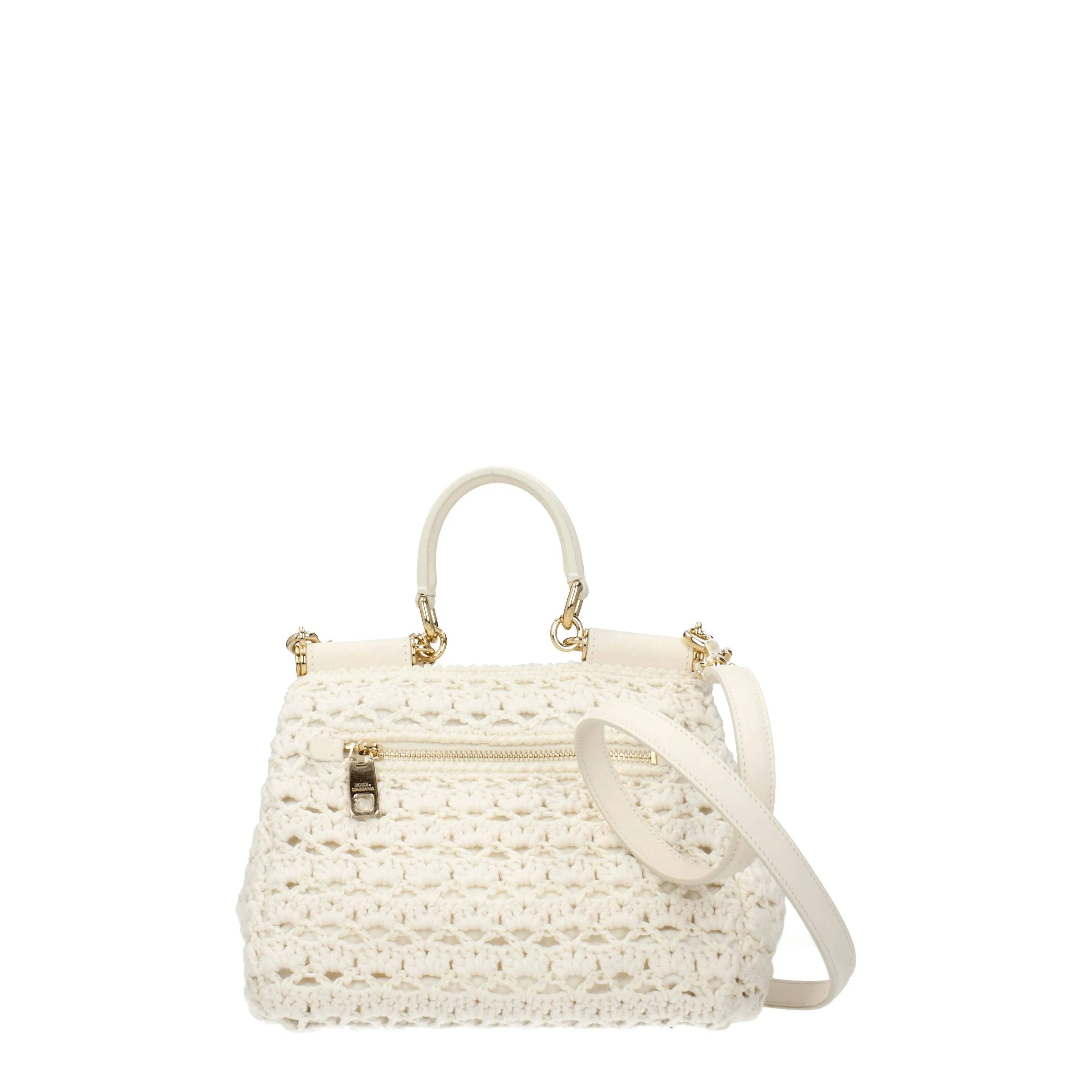Dolce&Gabbana Borse a Mano Sicily Donna Tessuto Bianco/Naturale
