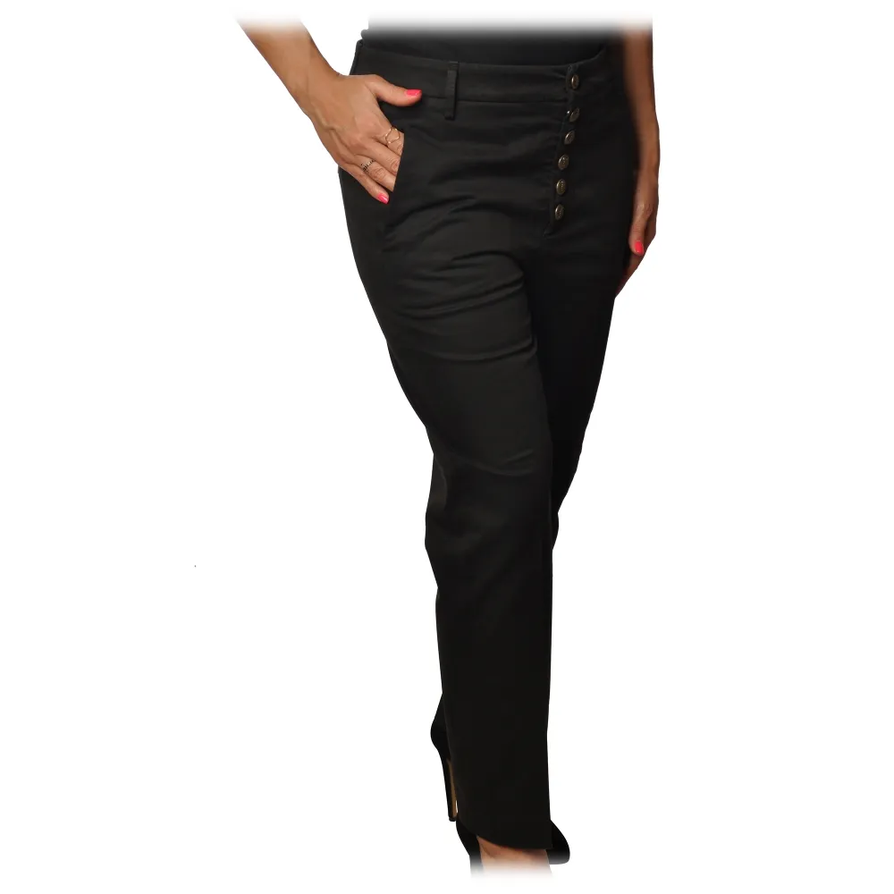 Dondup - Pantalone Modello Nima con Cinturino e Passanti - Nero - Pantalone - Luxury Exclusive Collection