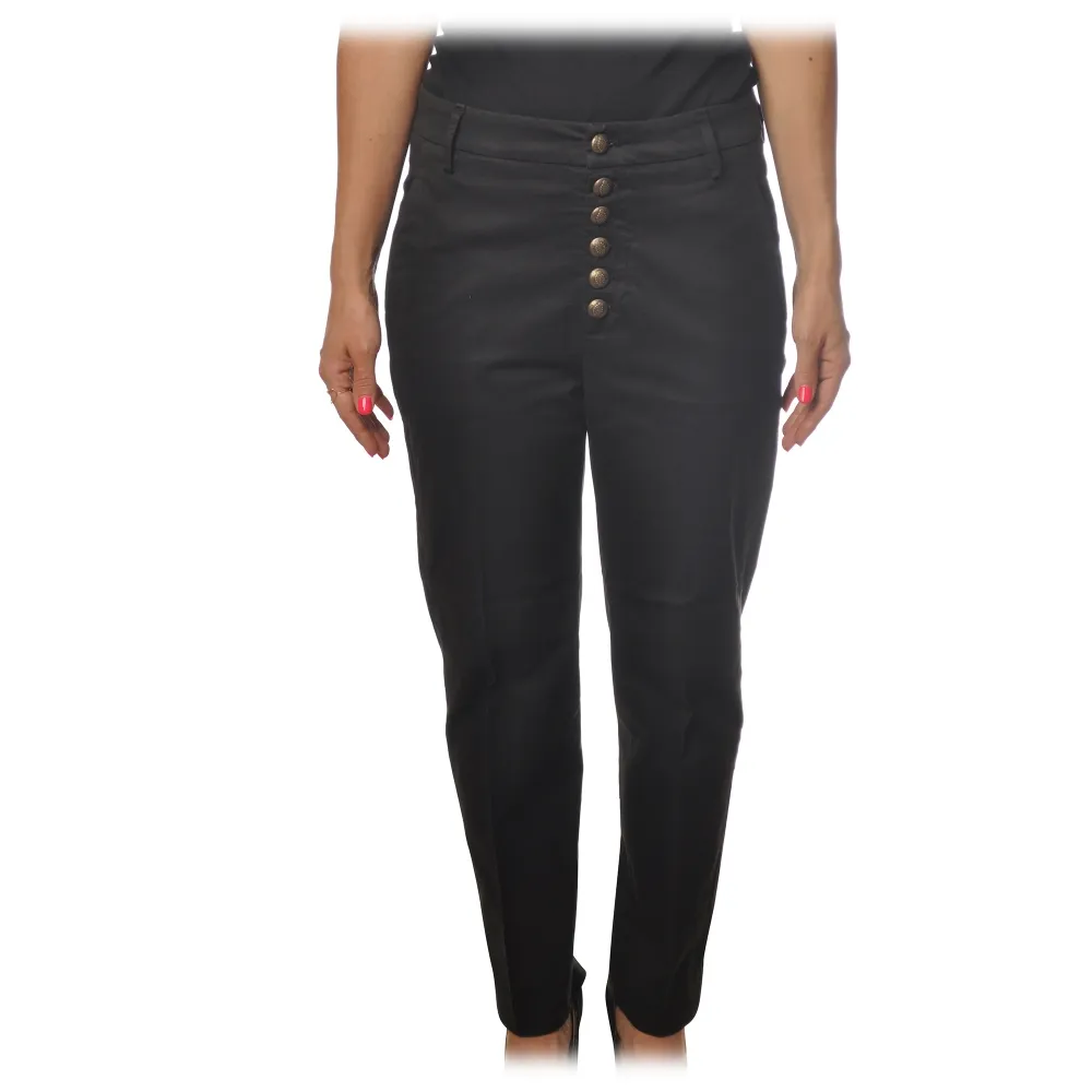 Dondup - Pantalone Modello Nima con Cinturino e Passanti - Nero - Pantalone - Luxury Exclusive Collection