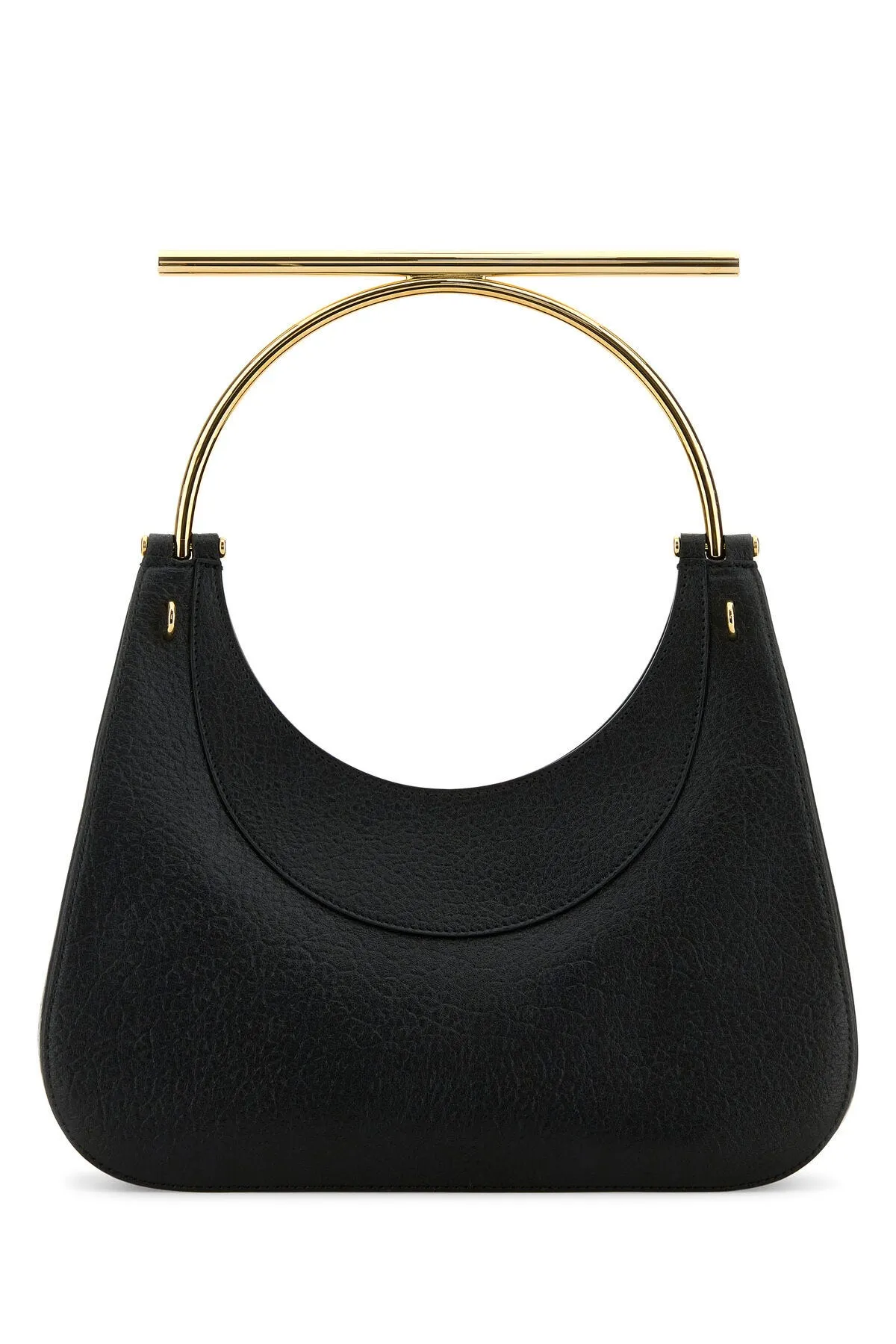 Elegant Black Leather Cross-Bar Handbag