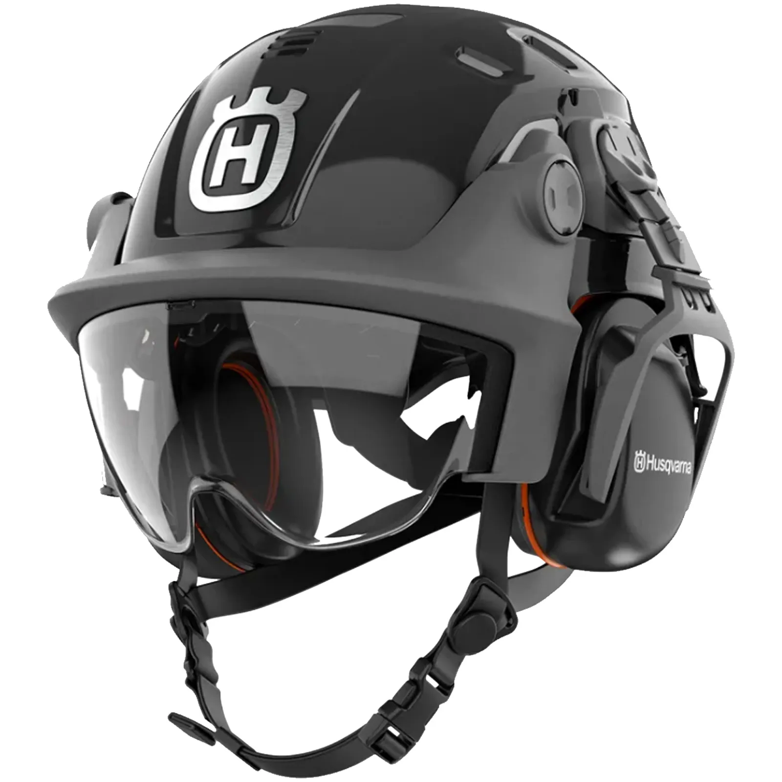 Elemetto Casco di Protezione HUSQVARNA con Visiera Cuffie Integrati Ventilato Regolabile Cricchetto HELMET PE 10 H SMARTGUARD
