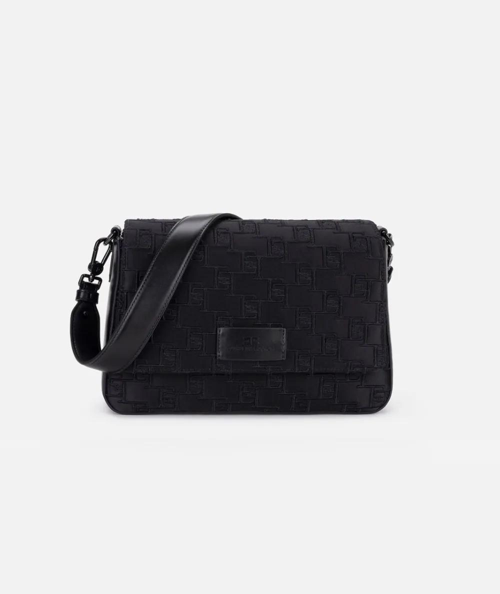 ELISABETTA FRANCHI - Embroidered Satin Medium Shoulder Bag