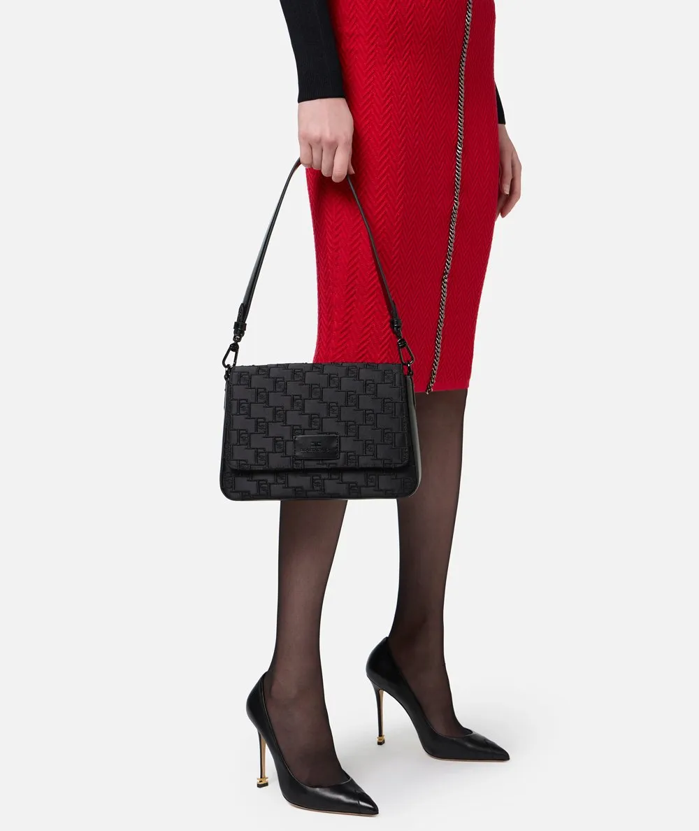 ELISABETTA FRANCHI - Embroidered Satin Medium Shoulder Bag