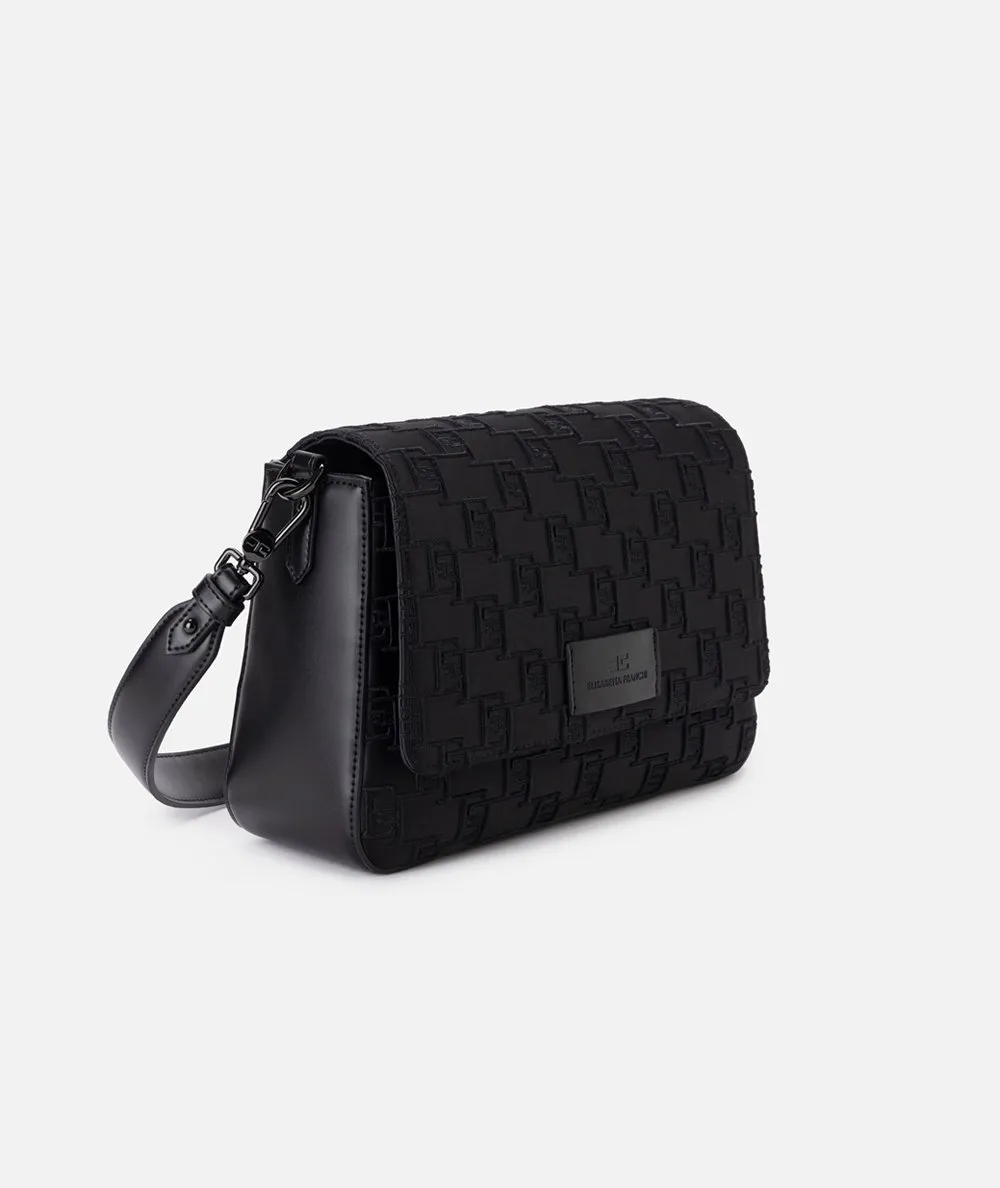 ELISABETTA FRANCHI - Embroidered Satin Medium Shoulder Bag