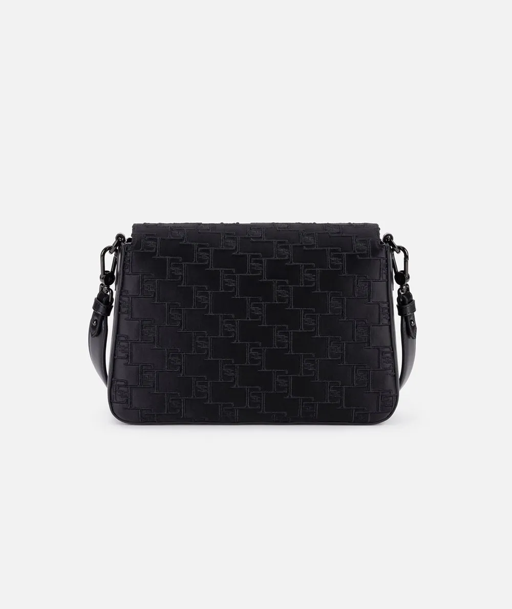 ELISABETTA FRANCHI - Embroidered Satin Medium Shoulder Bag