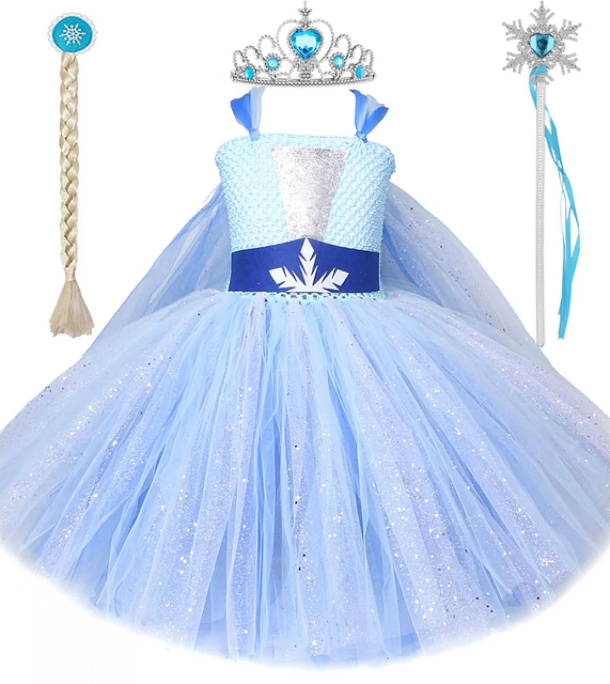 Elsa Christmas Snow Princess Dress - Sequin Elsa Dress for Girls