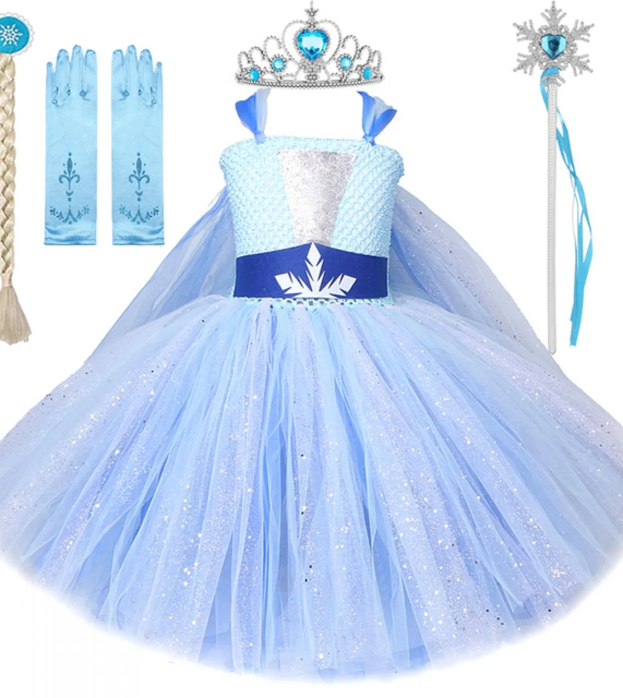 Elsa Christmas Snow Princess Dress - Sequin Elsa Dress for Girls