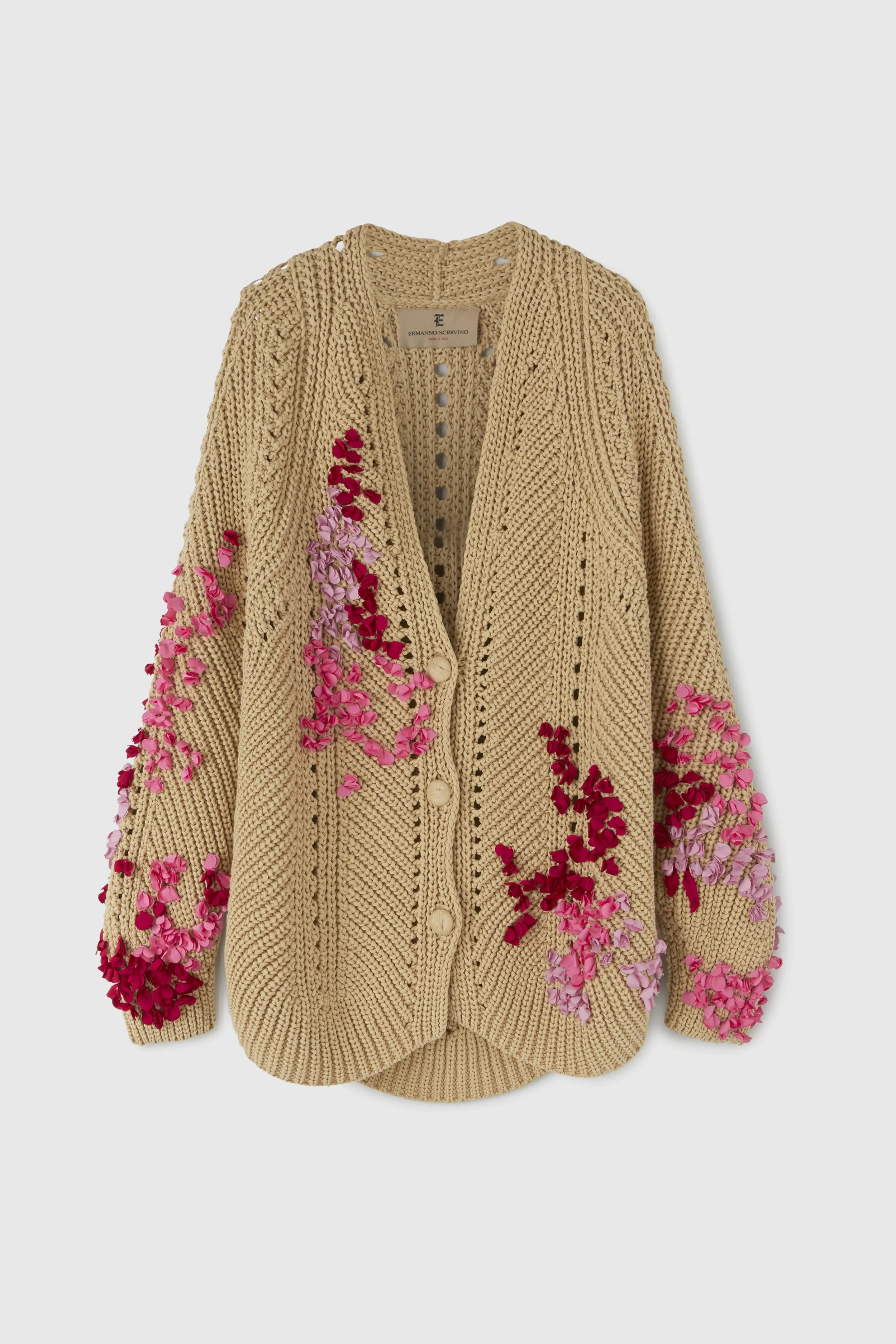 ERMANNO SCERVINO Beige Cardigan in Cotone