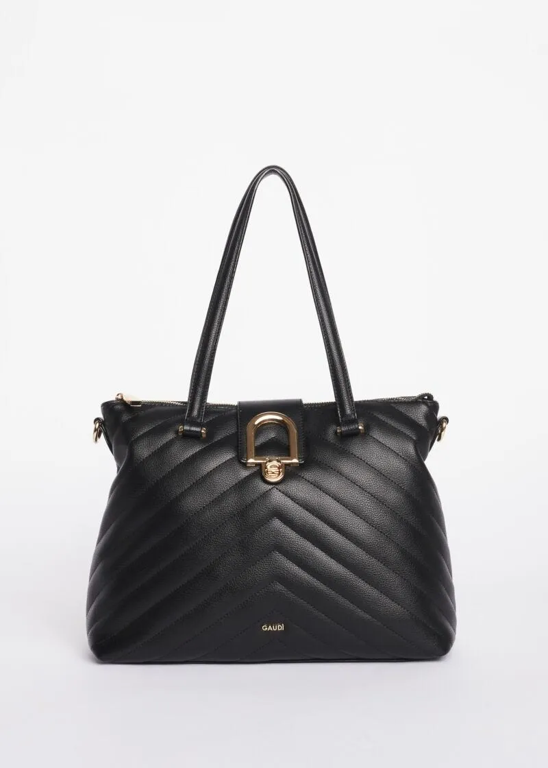 Faux leather shopper bag