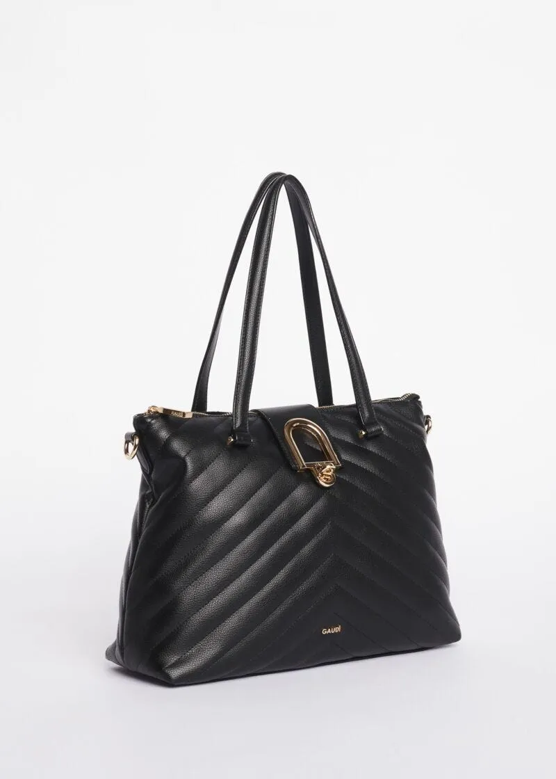 Faux leather shopper bag