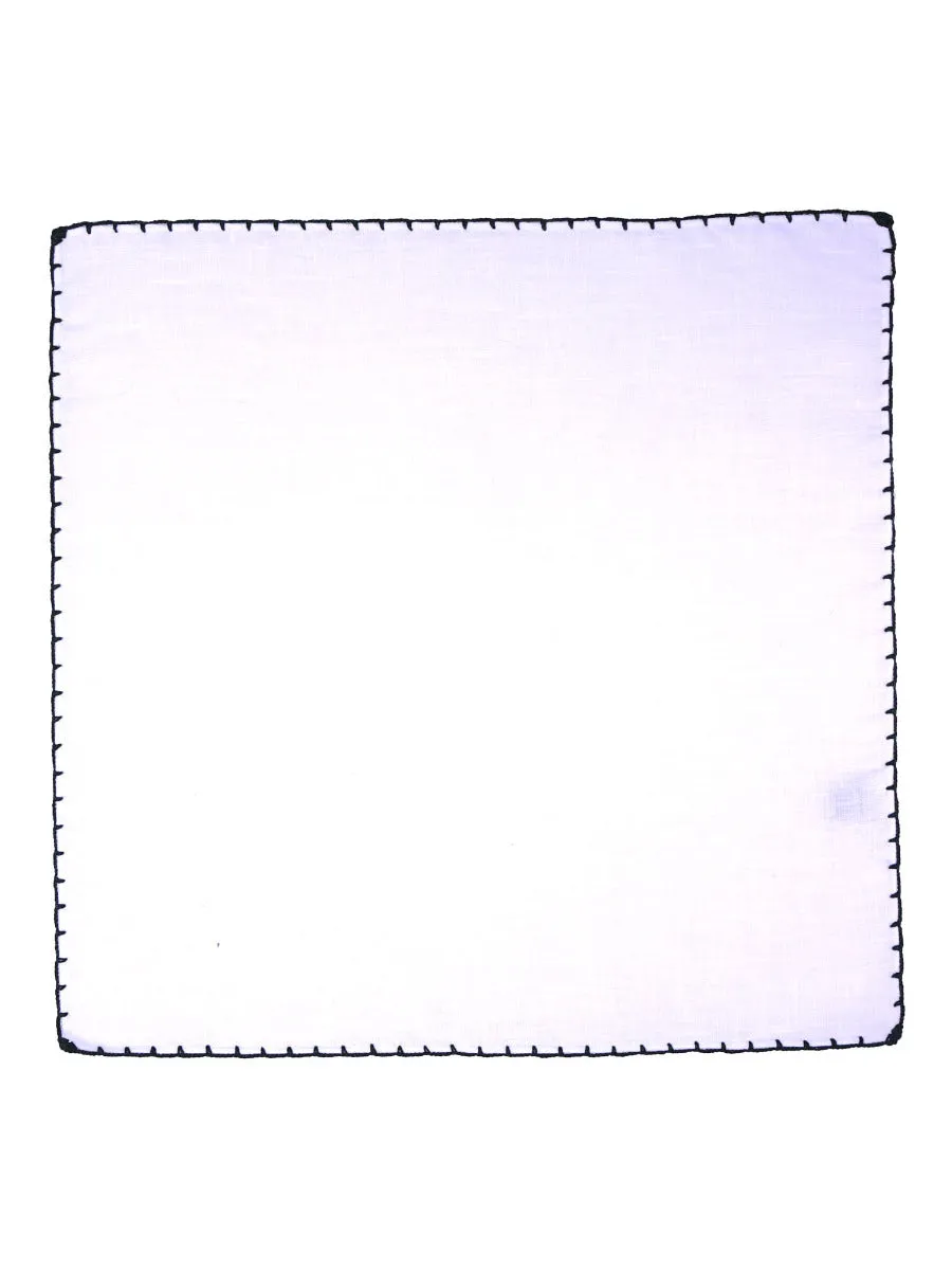 Fazzoletto in lino bianco con ricamo CROCHET verde 
