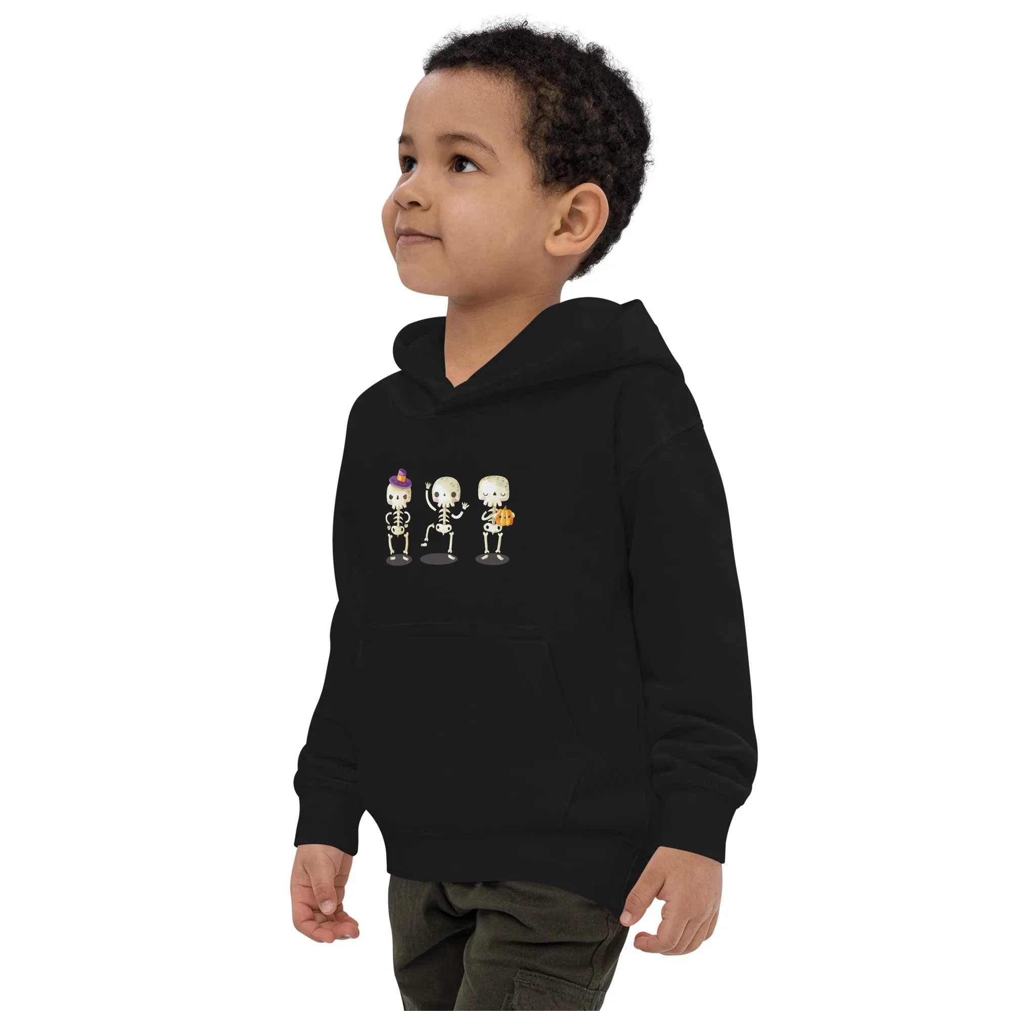 Felpa con cappuccio unisex per bambini con scheletri di Halloween