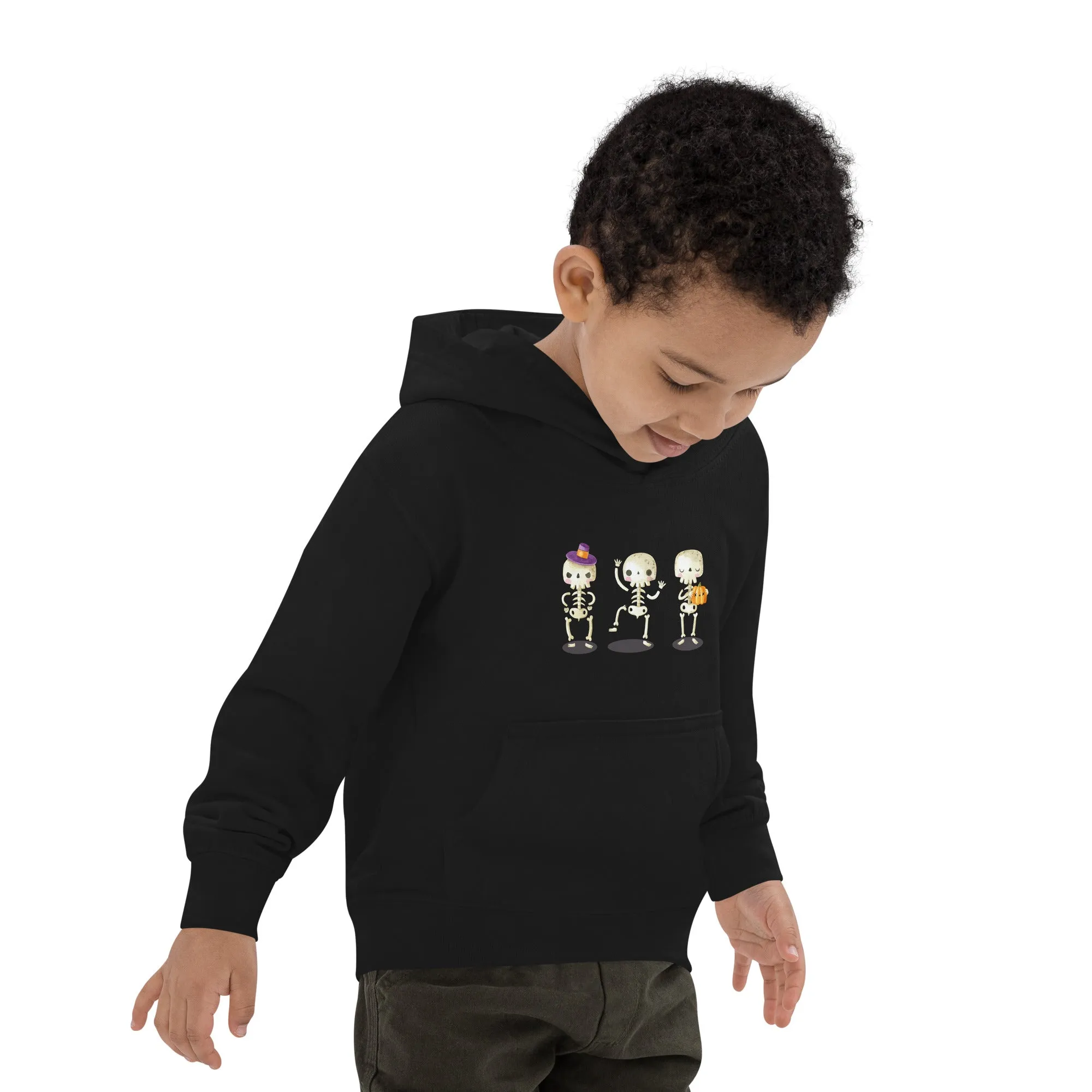 Felpa con cappuccio unisex per bambini con scheletri di Halloween
