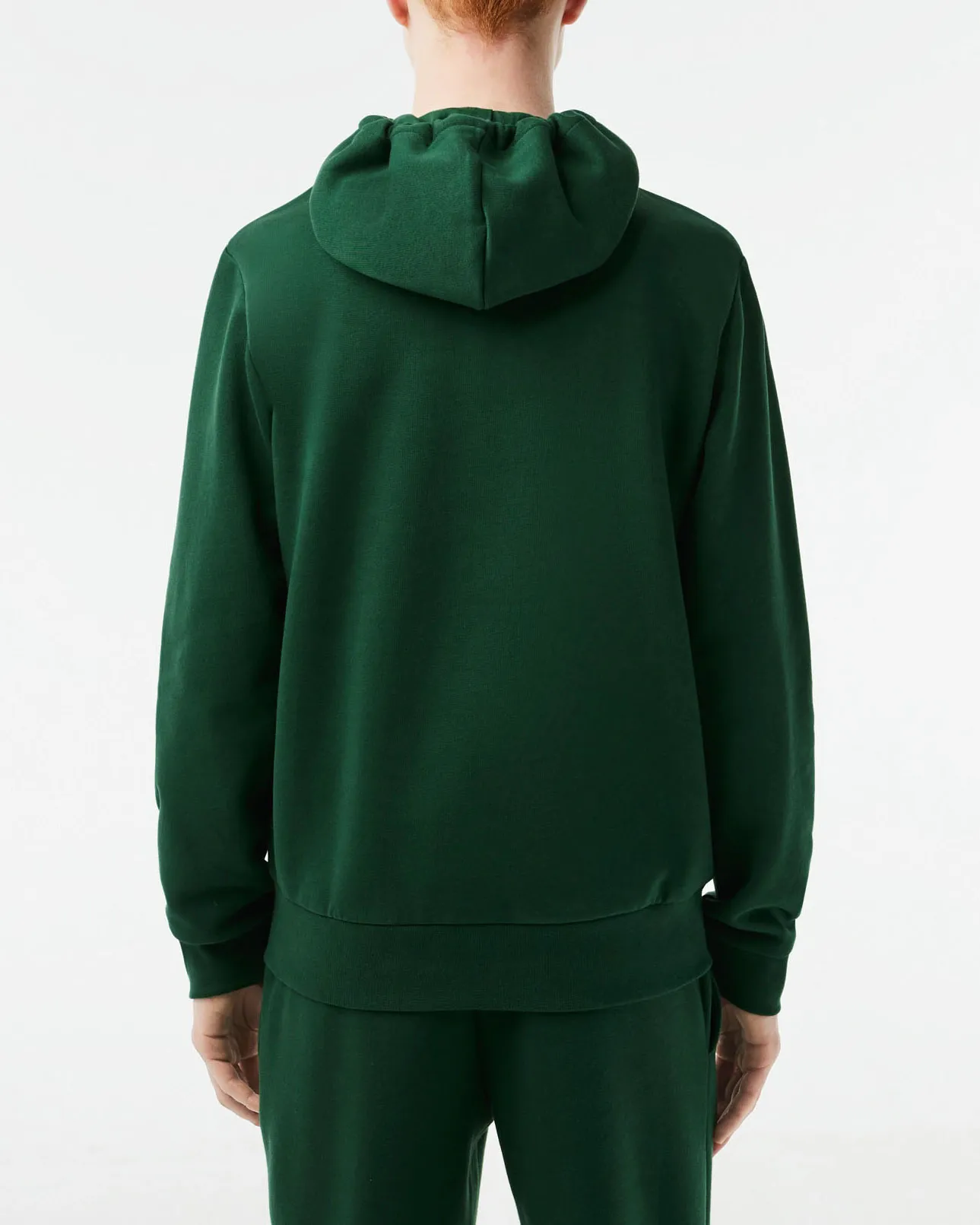 Felpa verde con cappuccio e chiusura zip con logo ricamato sul petto
