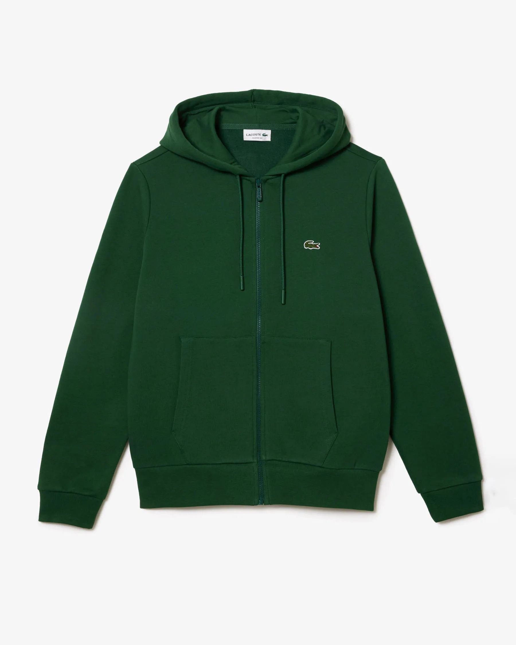 Felpa verde con cappuccio e chiusura zip con logo ricamato sul petto