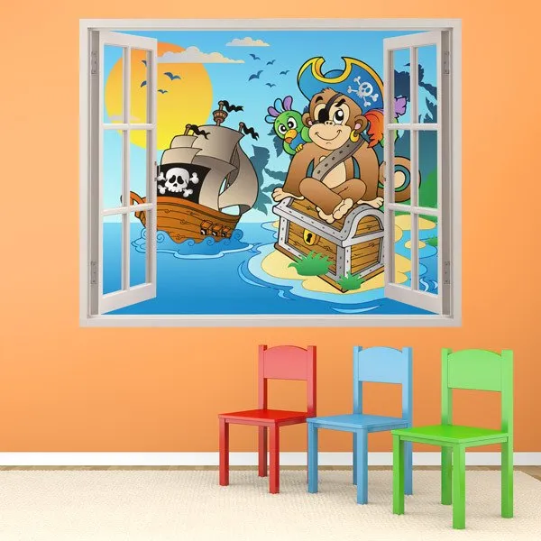 Finestra Il tesoro della scimmia - ADESIVI BAMBINI