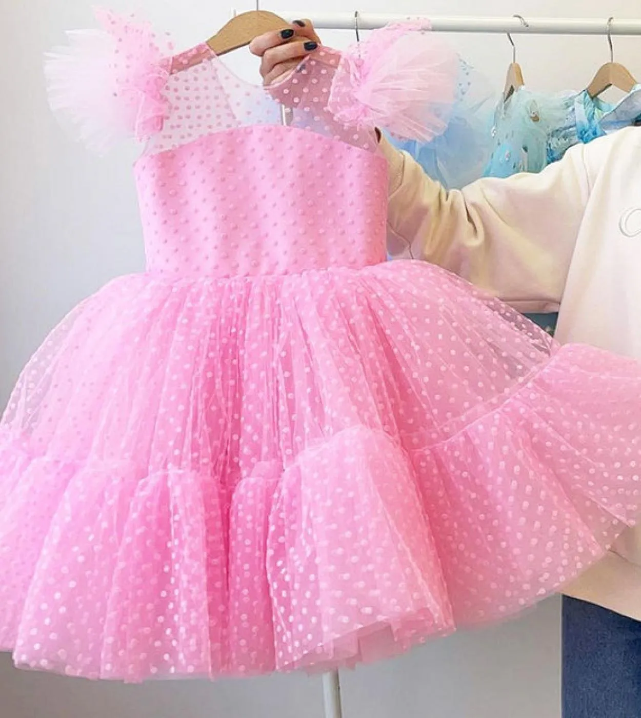 Flower girl dresses for weddings Kids party Princess dress with beads for girls Elegant dresses Christmas Halloween