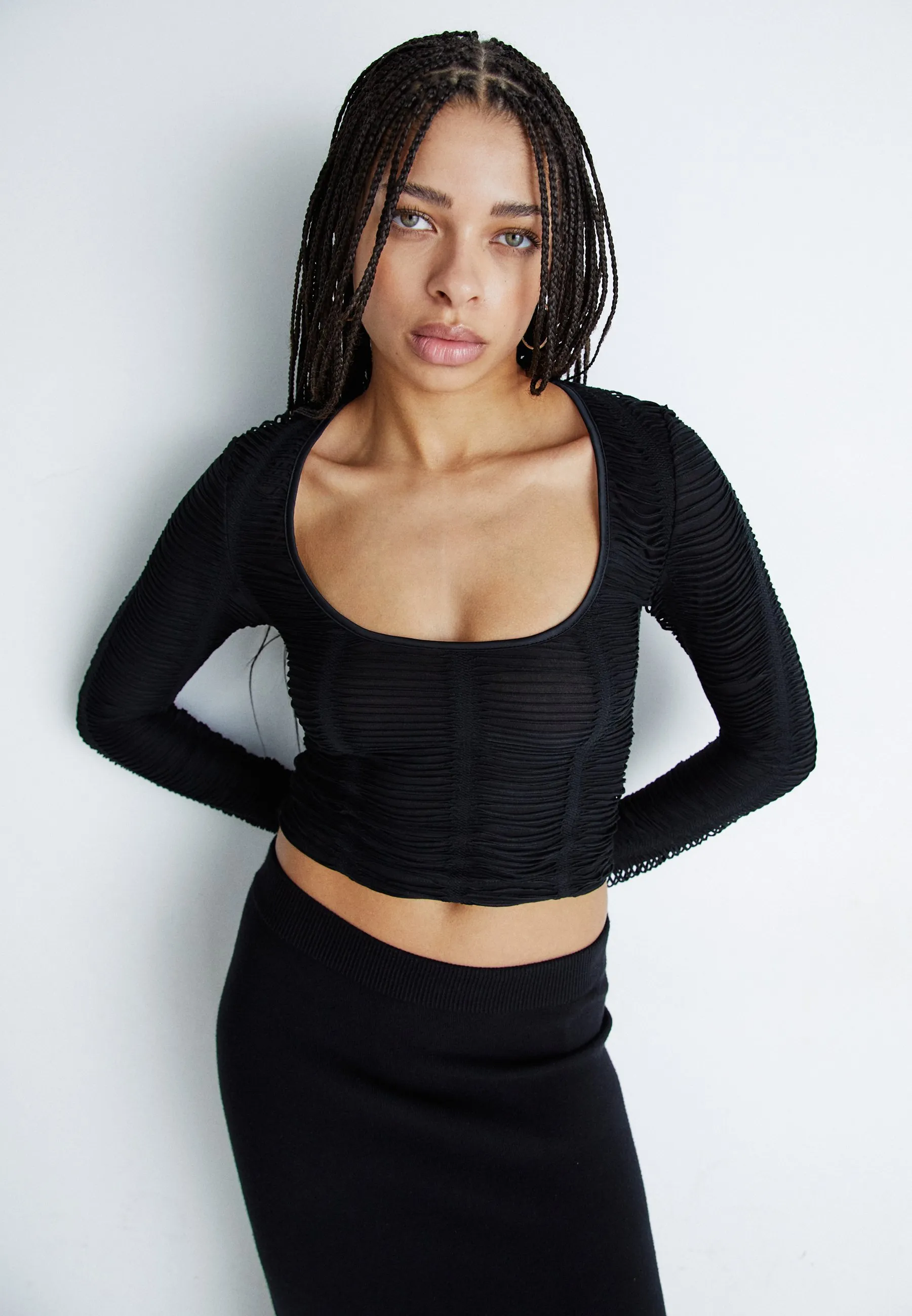 Front Cut Out Long Sleeve Top