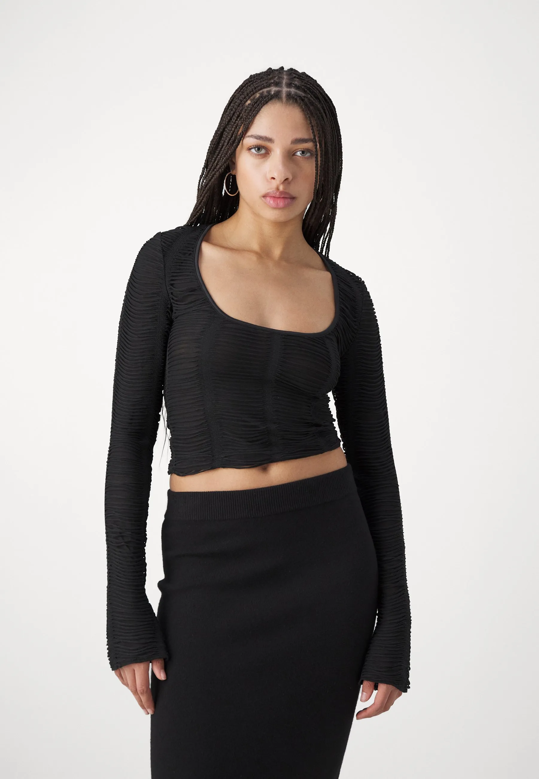 Front Cut Out Long Sleeve Top