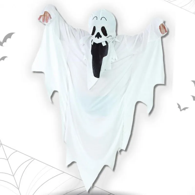 Ghost White Adult Phantom Mask Costume 120cm Unisex for Halloween, Carnival, and Horror Parties
